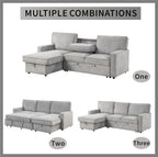 L - shaped indoor combination sofa can be pulled to form a bed (PAS - 240335) - Direct Wicker