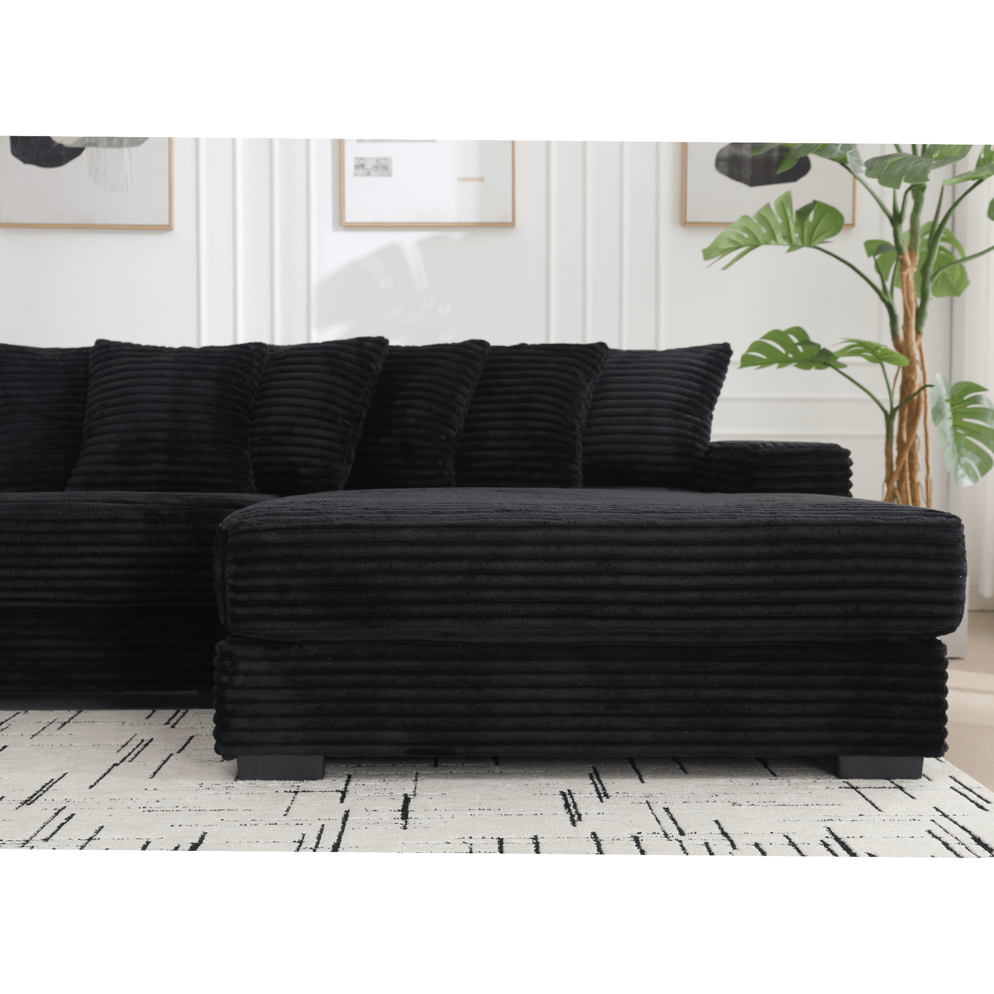 L Shaped Oversized Two - Piece Couches, Corduroy, Right Chaise Daybed (W2108S00055) - Direct Wicker