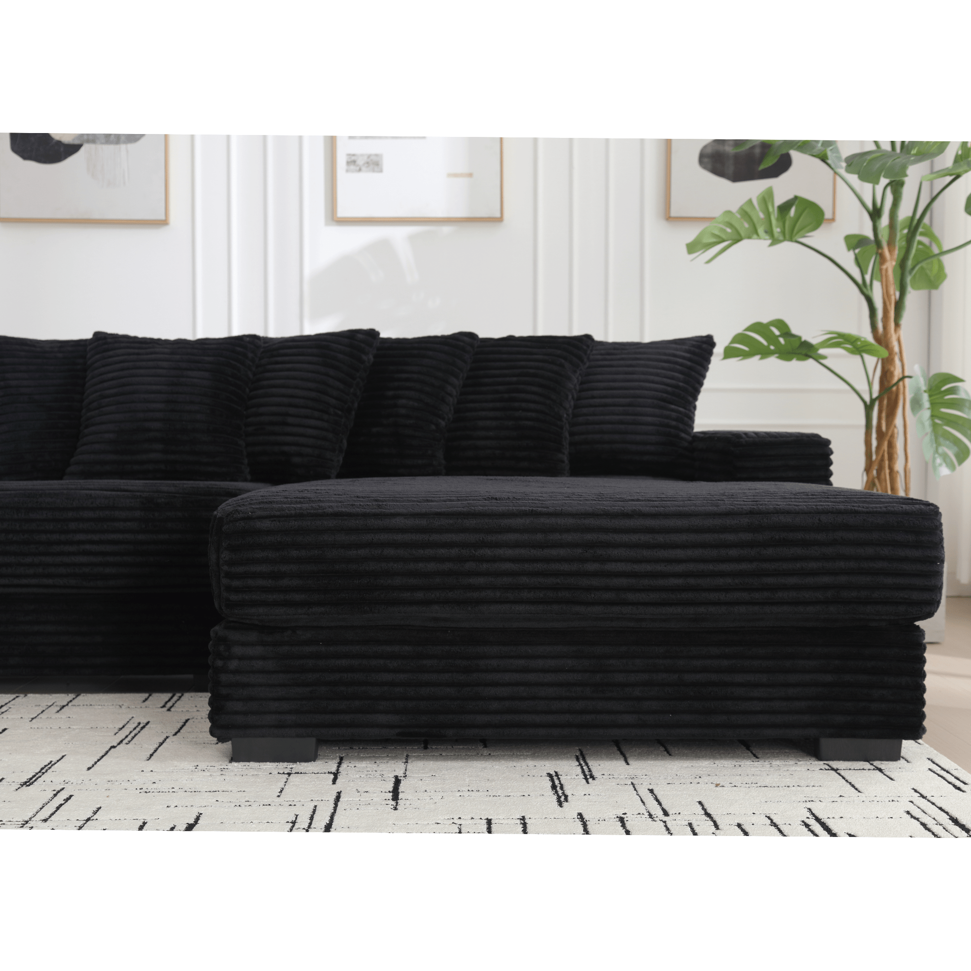 L Shaped Oversized Two - Piece Couches, Corduroy, Right Chaise Daybed (W2108S00055) - Direct Wicker