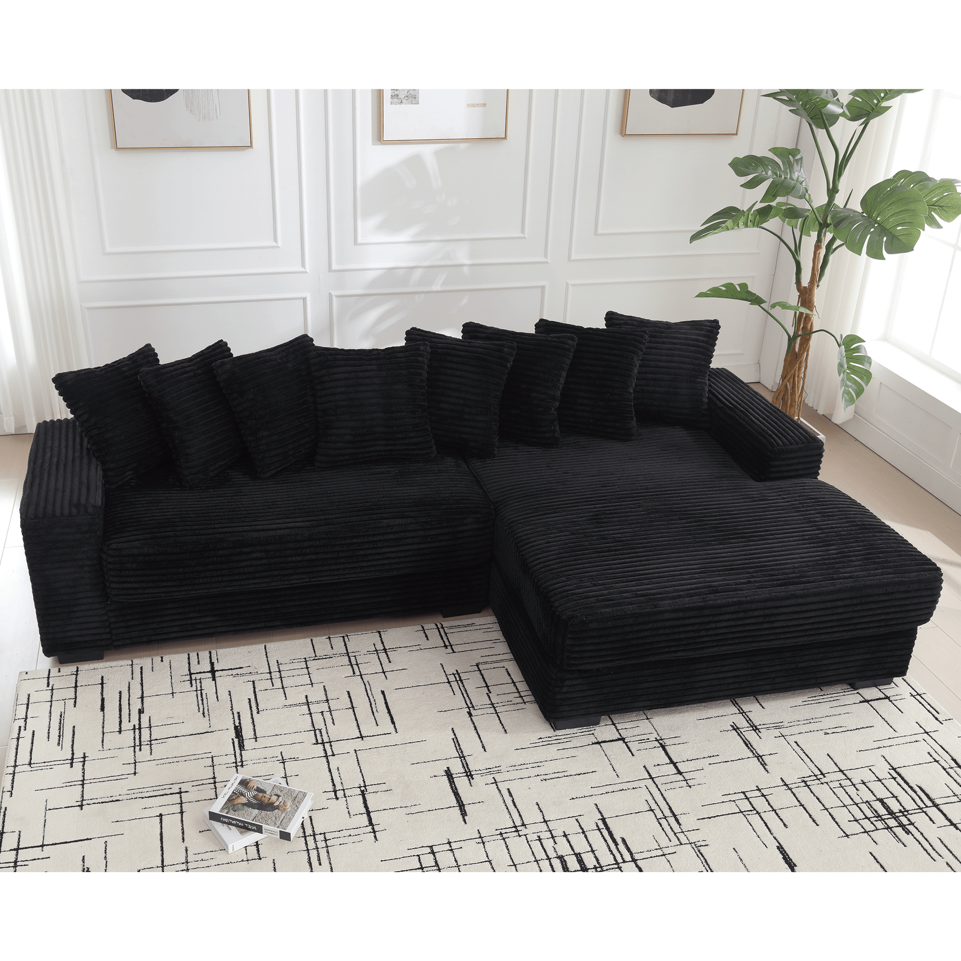 L Shaped Oversized Two - Piece Couches, Corduroy, Right Chaise Daybed (W2108S00055) - Direct Wicker