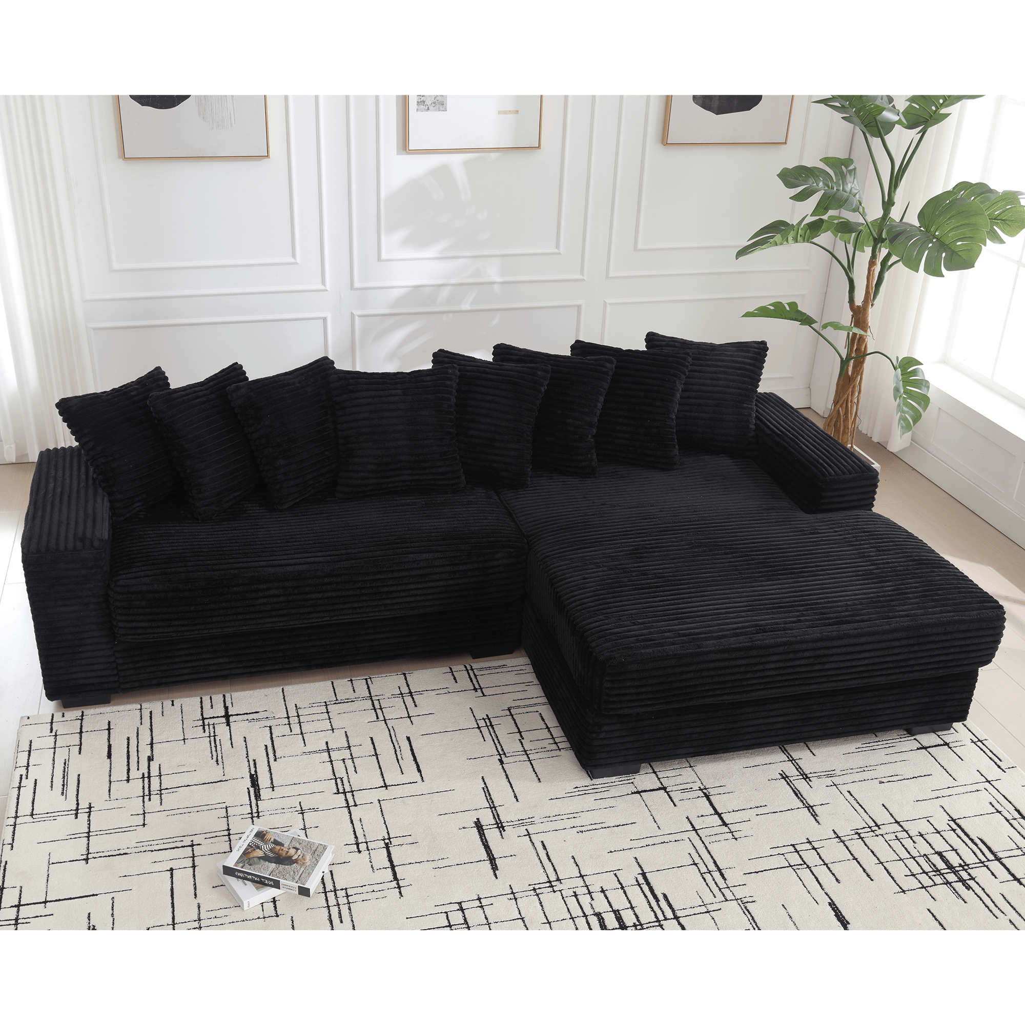 L Shaped Oversized Two - Piece Couches, Corduroy, Right Chaise Daybed (W2108S00055) - Direct Wicker