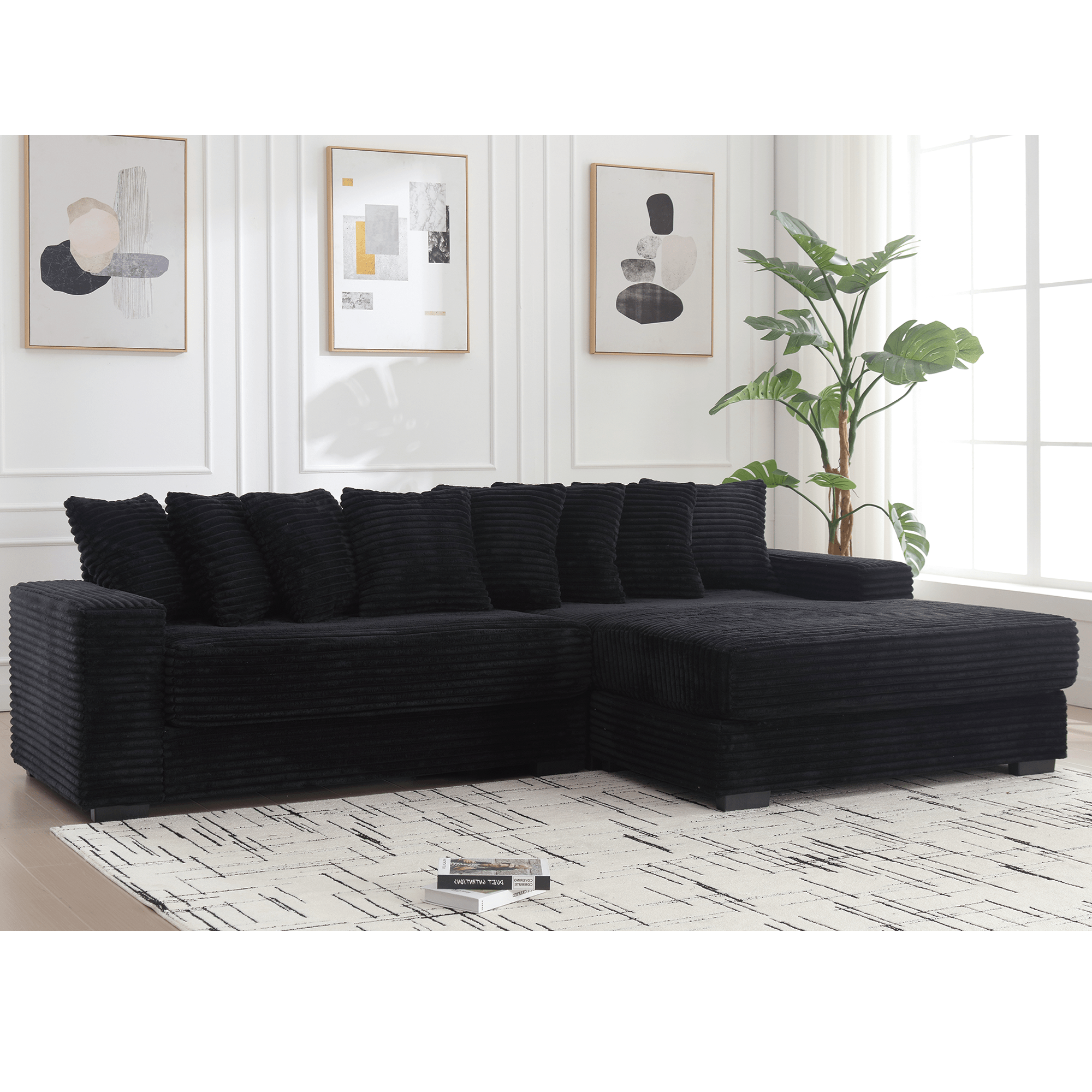 L Shaped Oversized Two - Piece Couches, Corduroy, Right Chaise Daybed (W2108S00055) - Direct Wicker