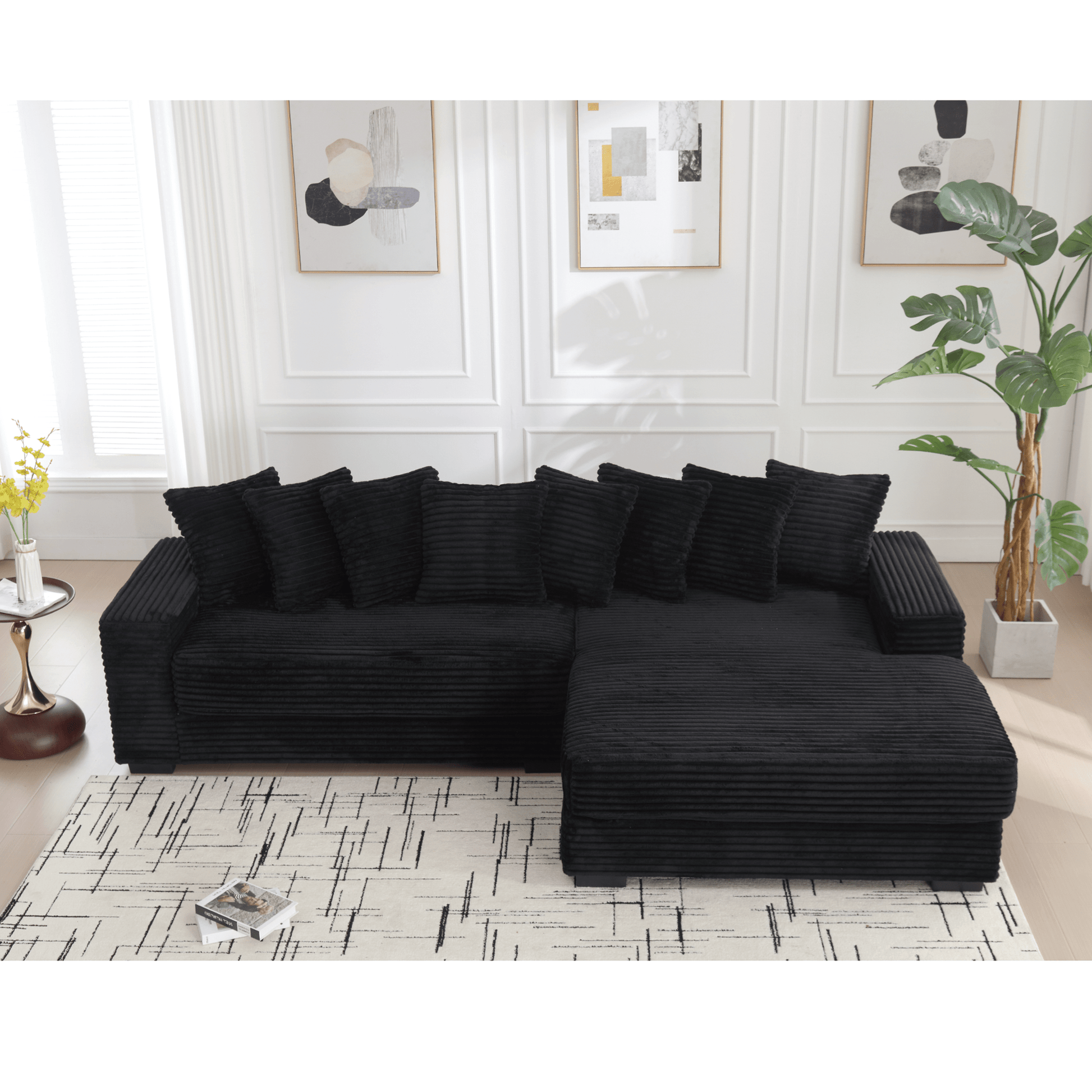 L Shaped Oversized Two - Piece Couches, Corduroy, Right Chaise Daybed (W2108S00055) - Direct Wicker