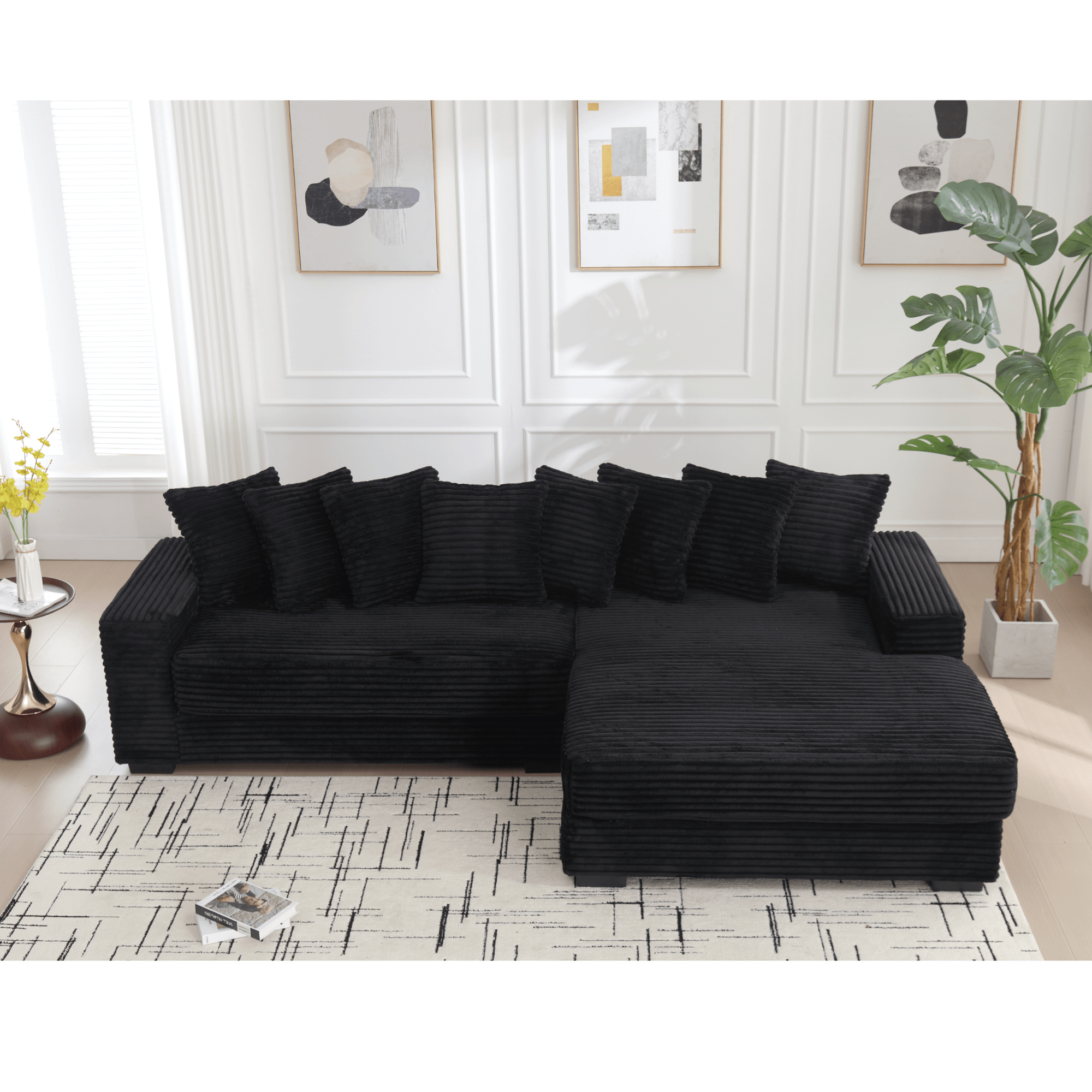 L Shaped Oversized Two - Piece Couches, Corduroy, Right Chaise Daybed (W2108S00055) - Direct Wicker