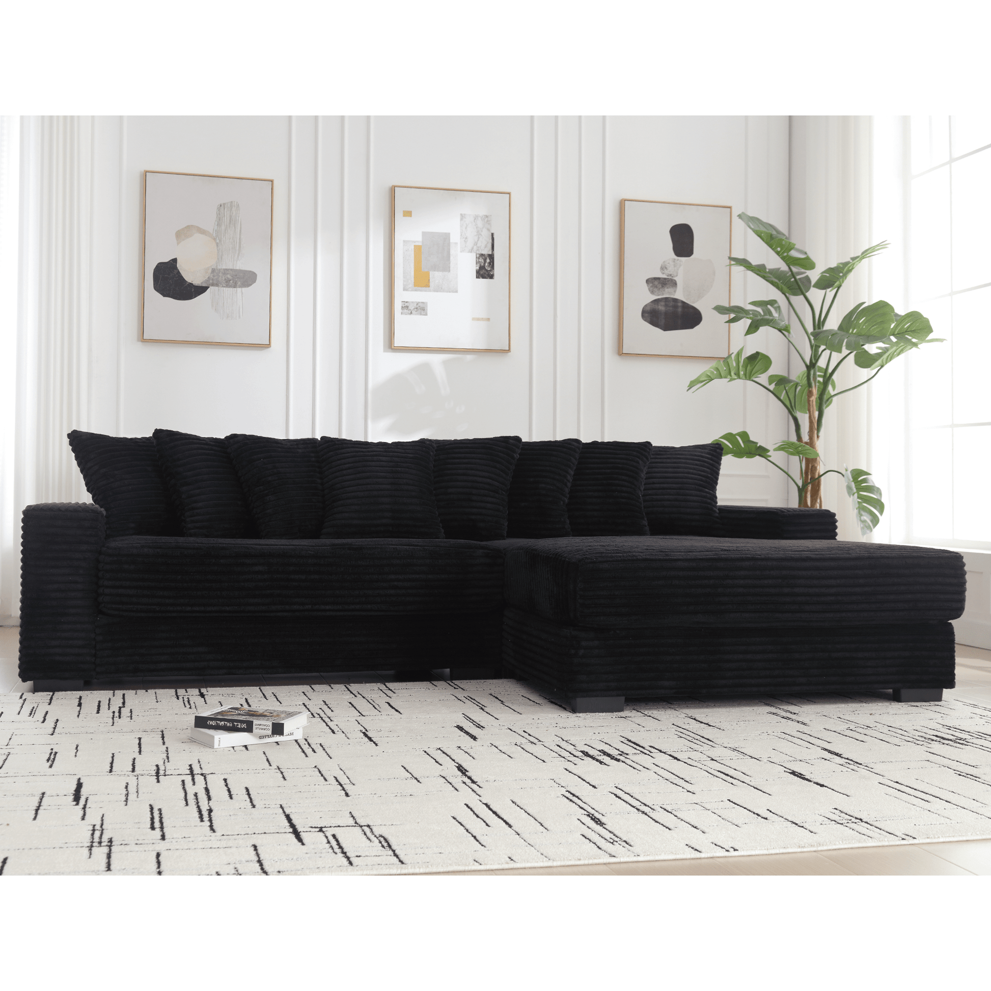 L Shaped Oversized Two - Piece Couches, Corduroy, Right Chaise Daybed (W2108S00055) - Direct Wicker