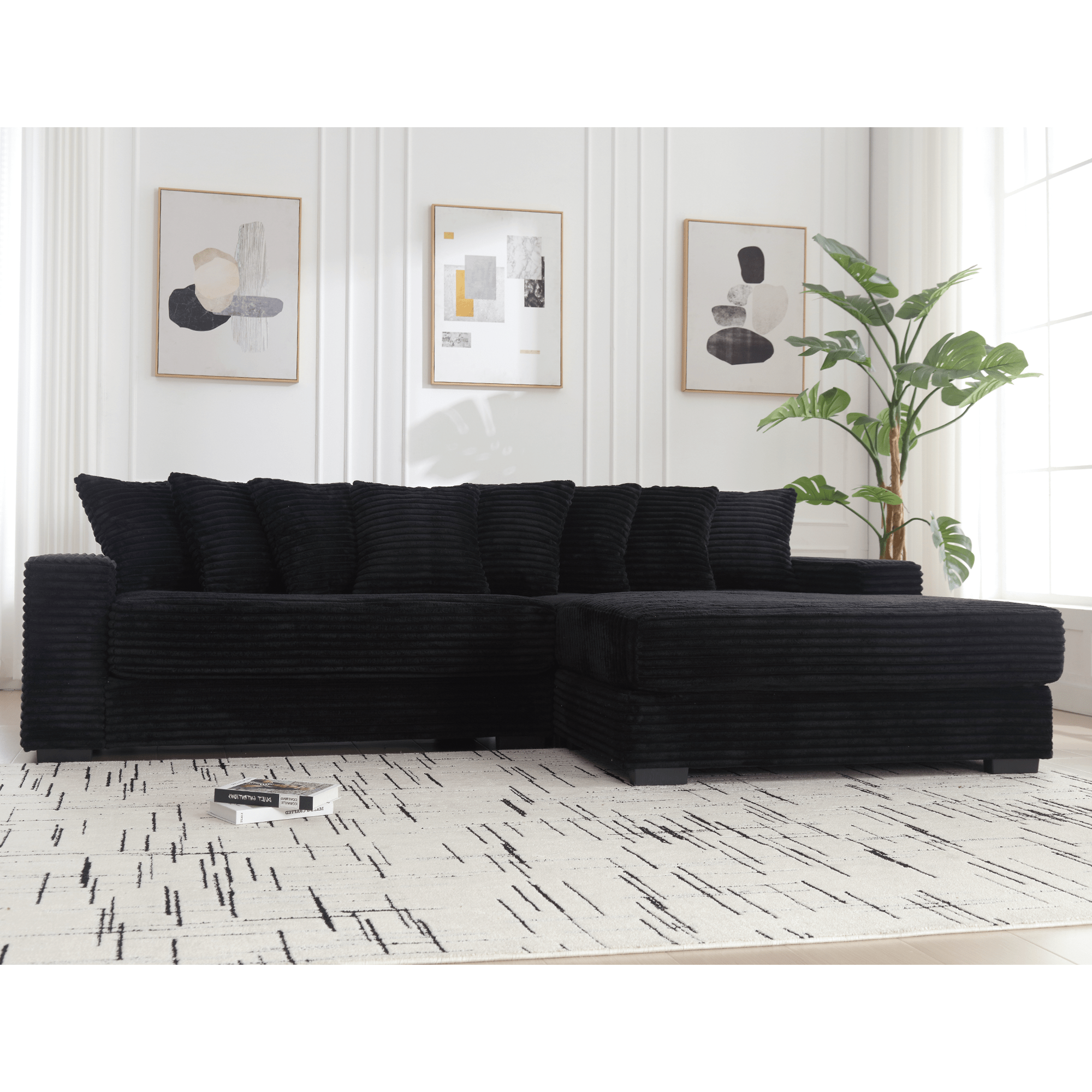 L Shaped Oversized Two - Piece Couches, Corduroy, Right Chaise Daybed (W2108S00055) - Direct Wicker