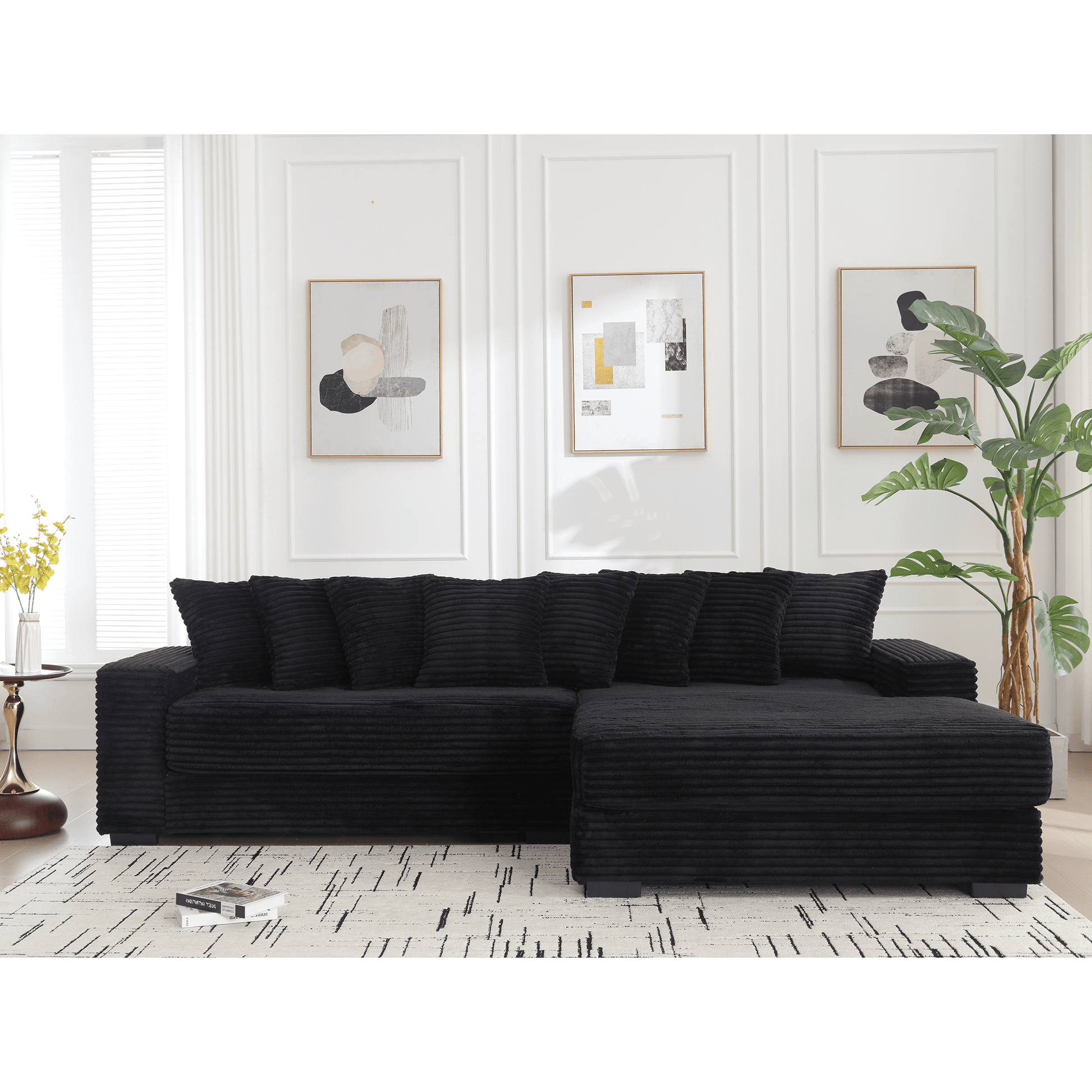 L Shaped Oversized Two - Piece Couches, Corduroy, Right Chaise Daybed (W2108S00055) - Direct Wicker