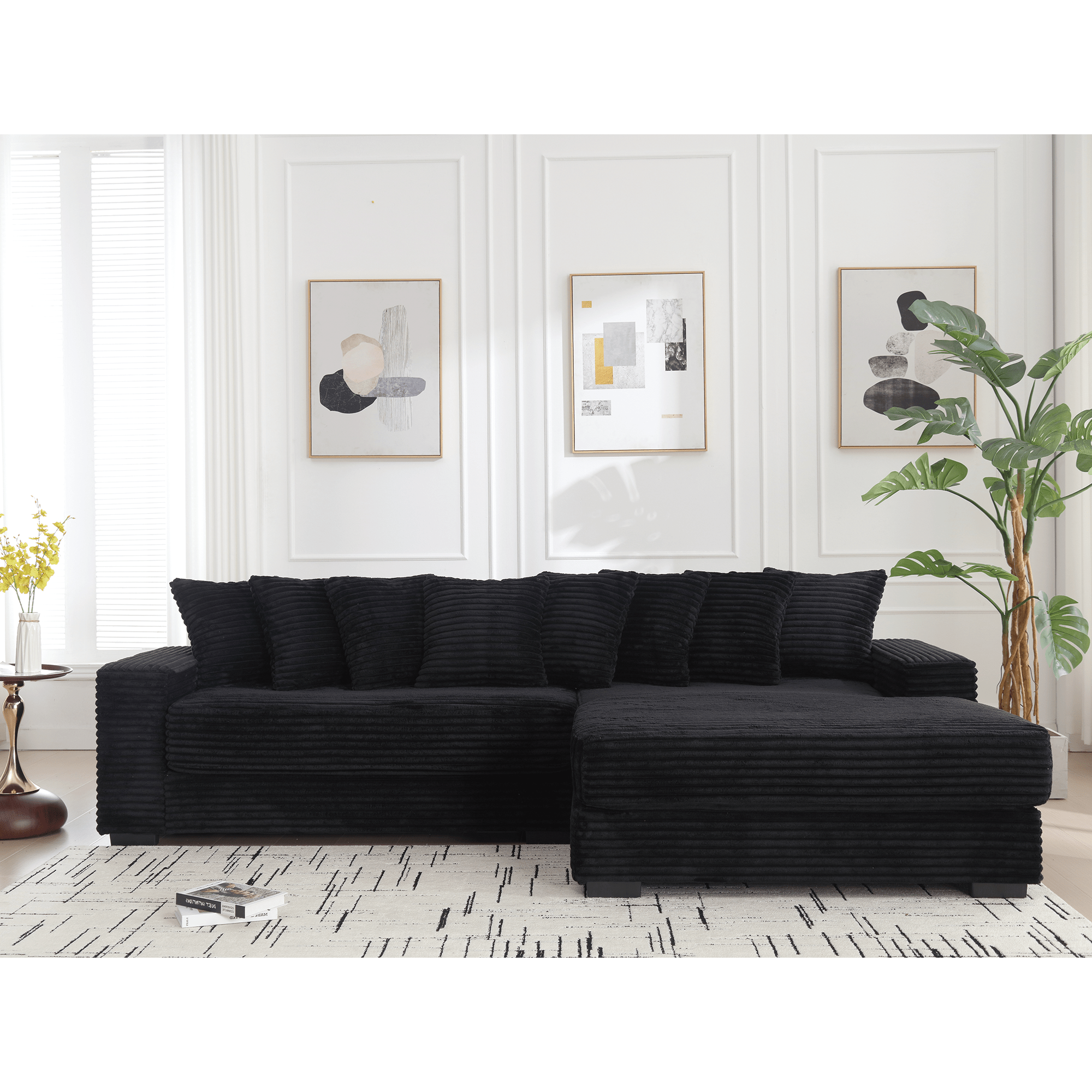 L Shaped Oversized Two - Piece Couches, Corduroy, Right Chaise Daybed (W2108S00055) - Direct Wicker