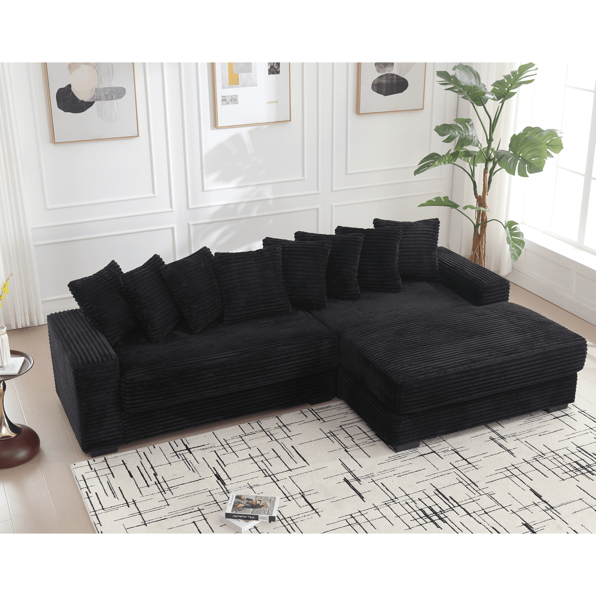 L Shaped Oversized Two - Piece Couches, Corduroy, Right Chaise Daybed (W2108S00055) - Direct Wicker