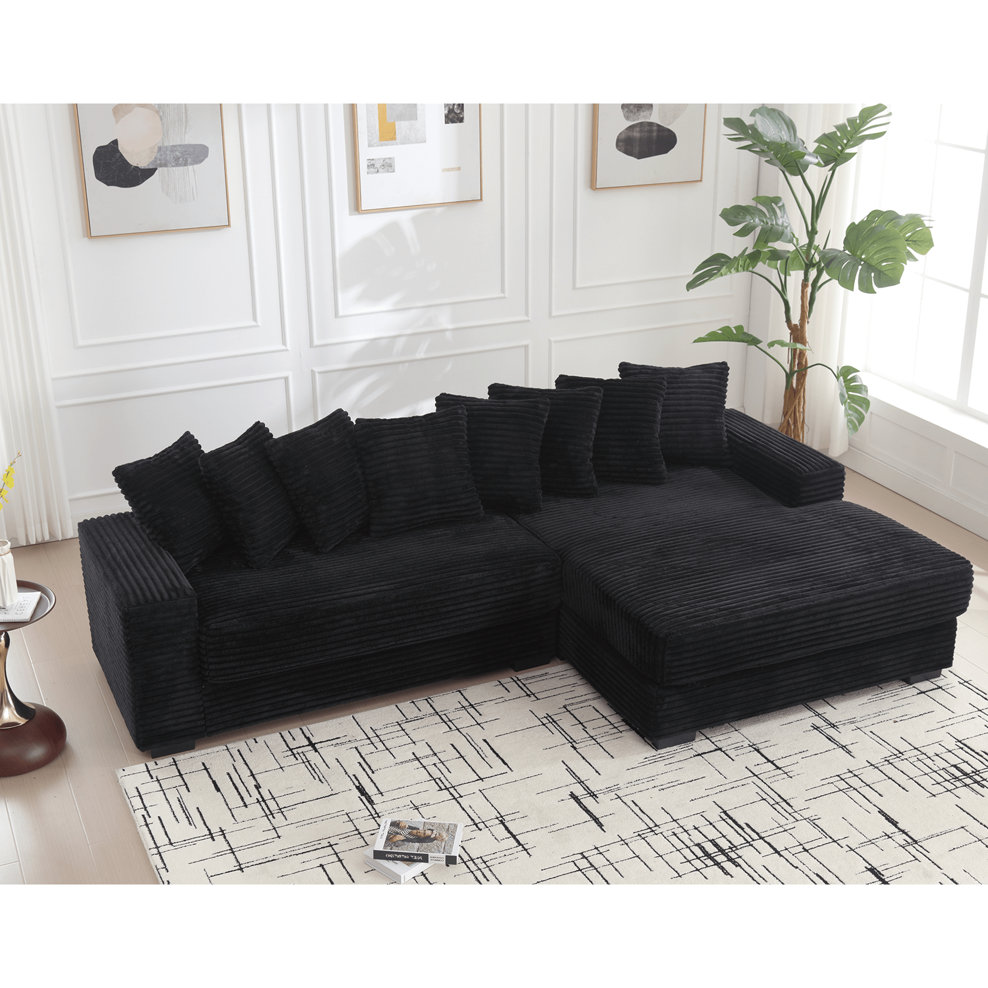 L Shaped Oversized Two - Piece Couches, Corduroy, Right Chaise Daybed (W2108S00055) - Direct Wicker