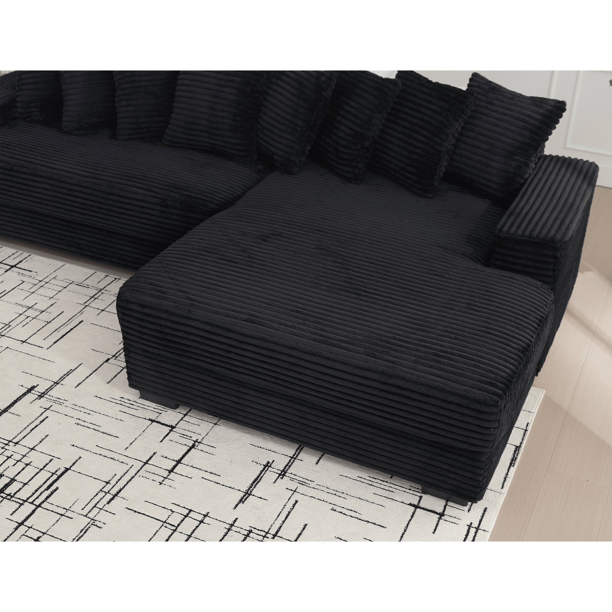 L Shaped Oversized Two - Piece Couches, Corduroy, Right Chaise Daybed (W2108S00055) - Direct Wicker