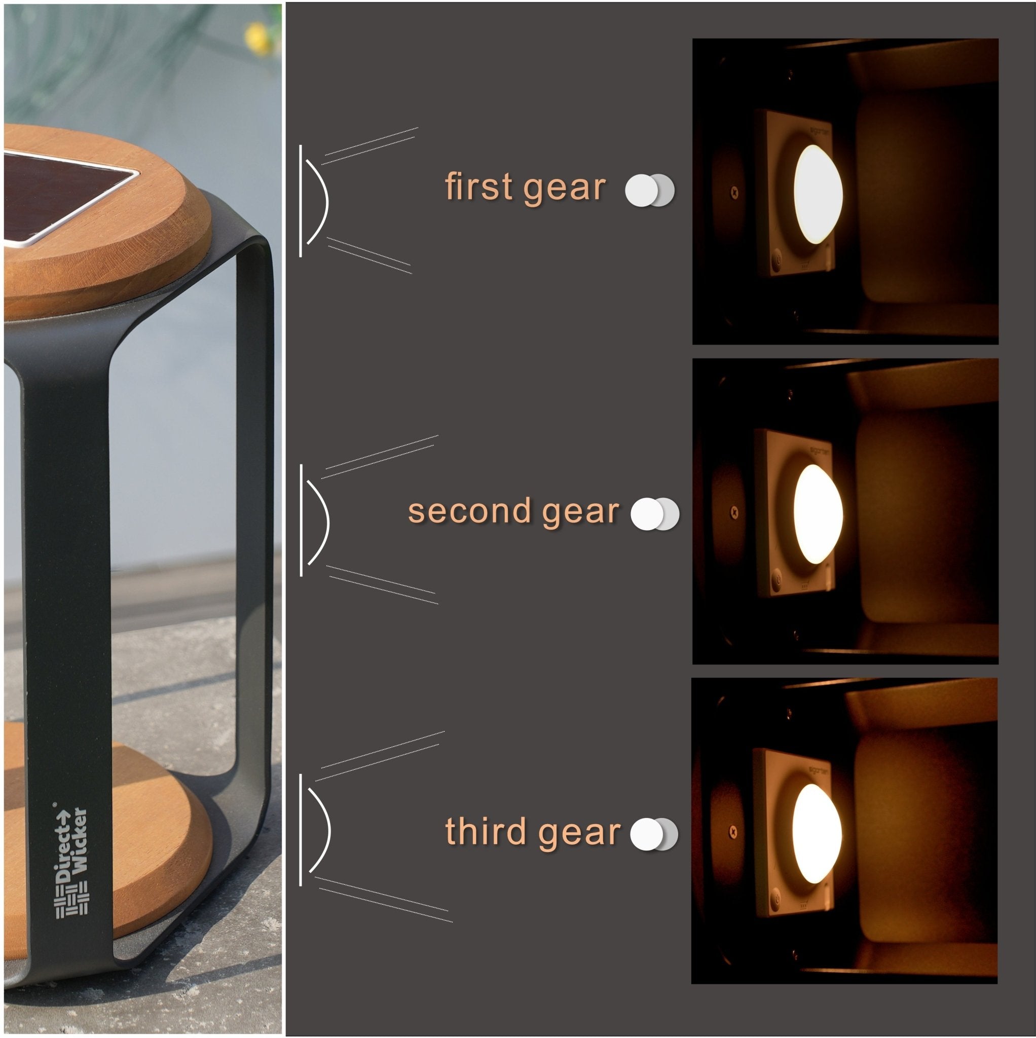 Large Solar LED Outdoor Light - 20x20x4.2cm - Direct Wicker