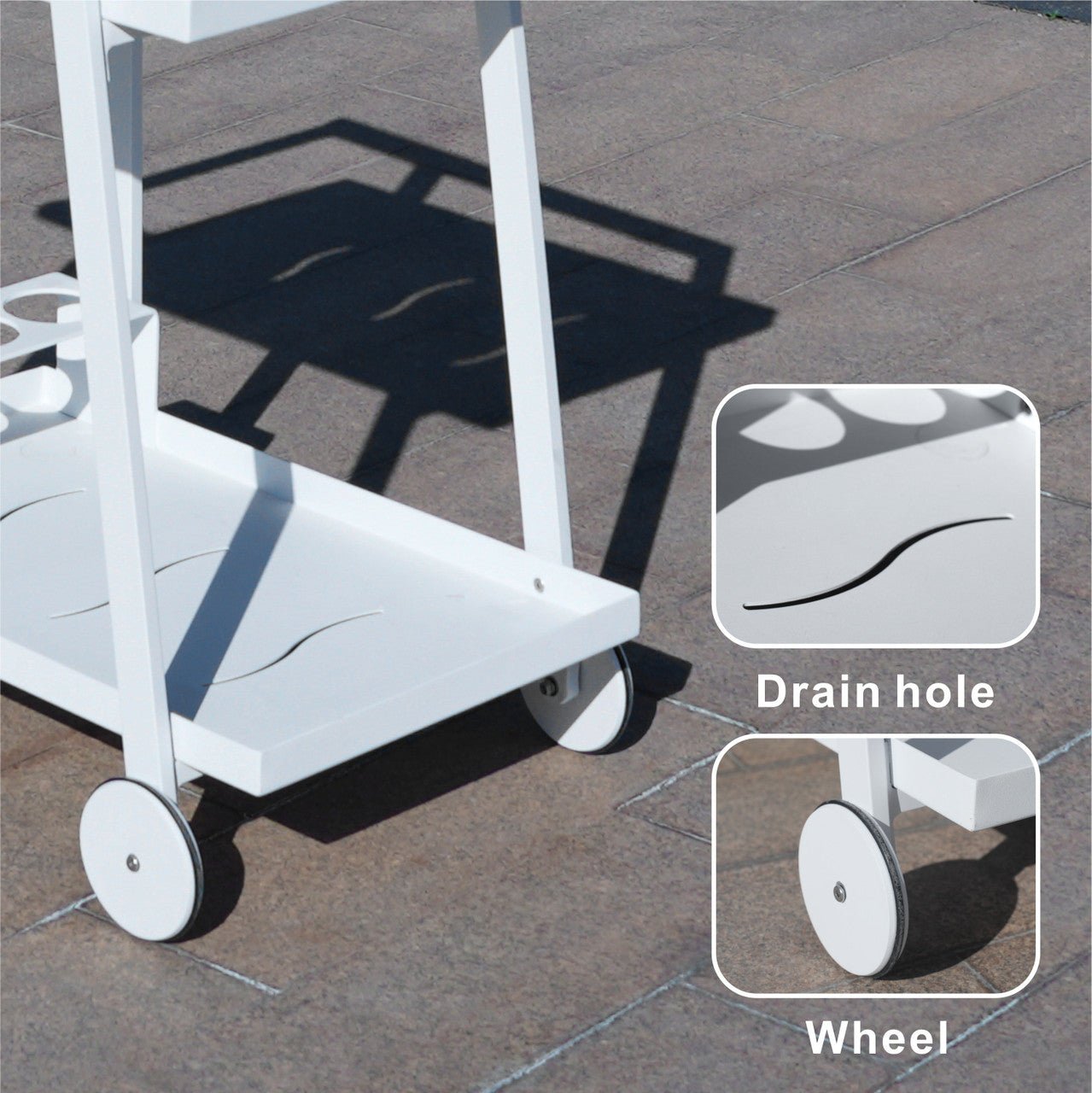 Lightweight Aluminum Utility Trolley for Outdoor & Patio Use (PA - 2325 - WH) - Direct Wicker