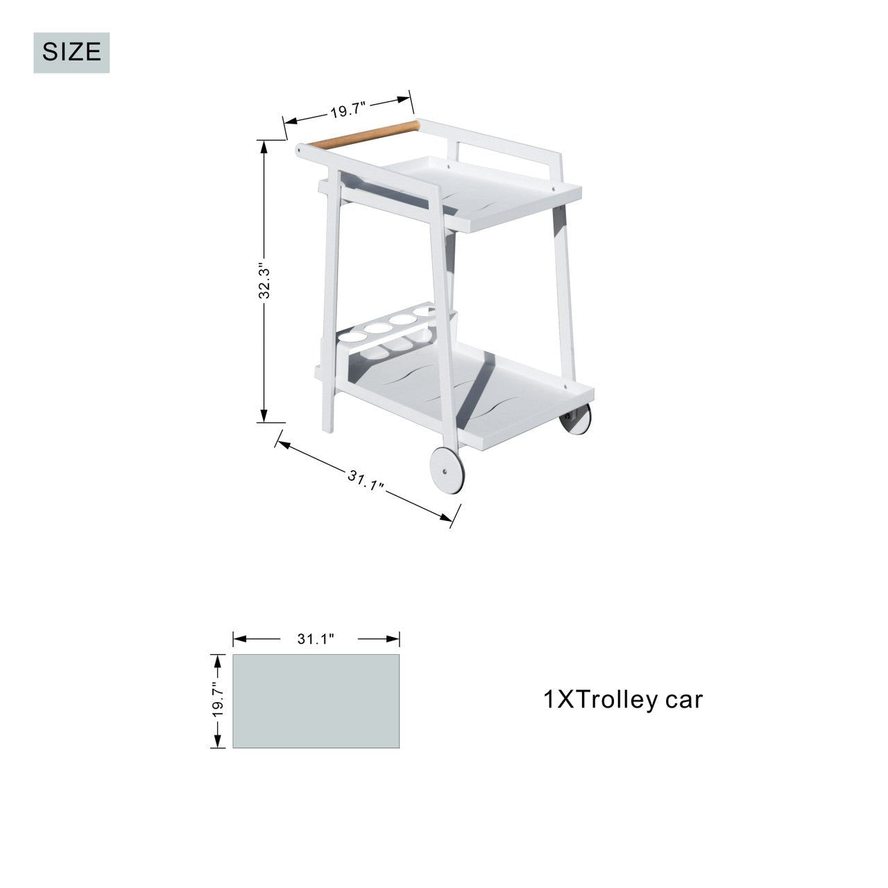 Lightweight Aluminum Utility Trolley for Outdoor & Patio Use (PA - 2325 - WH) - Direct Wicker