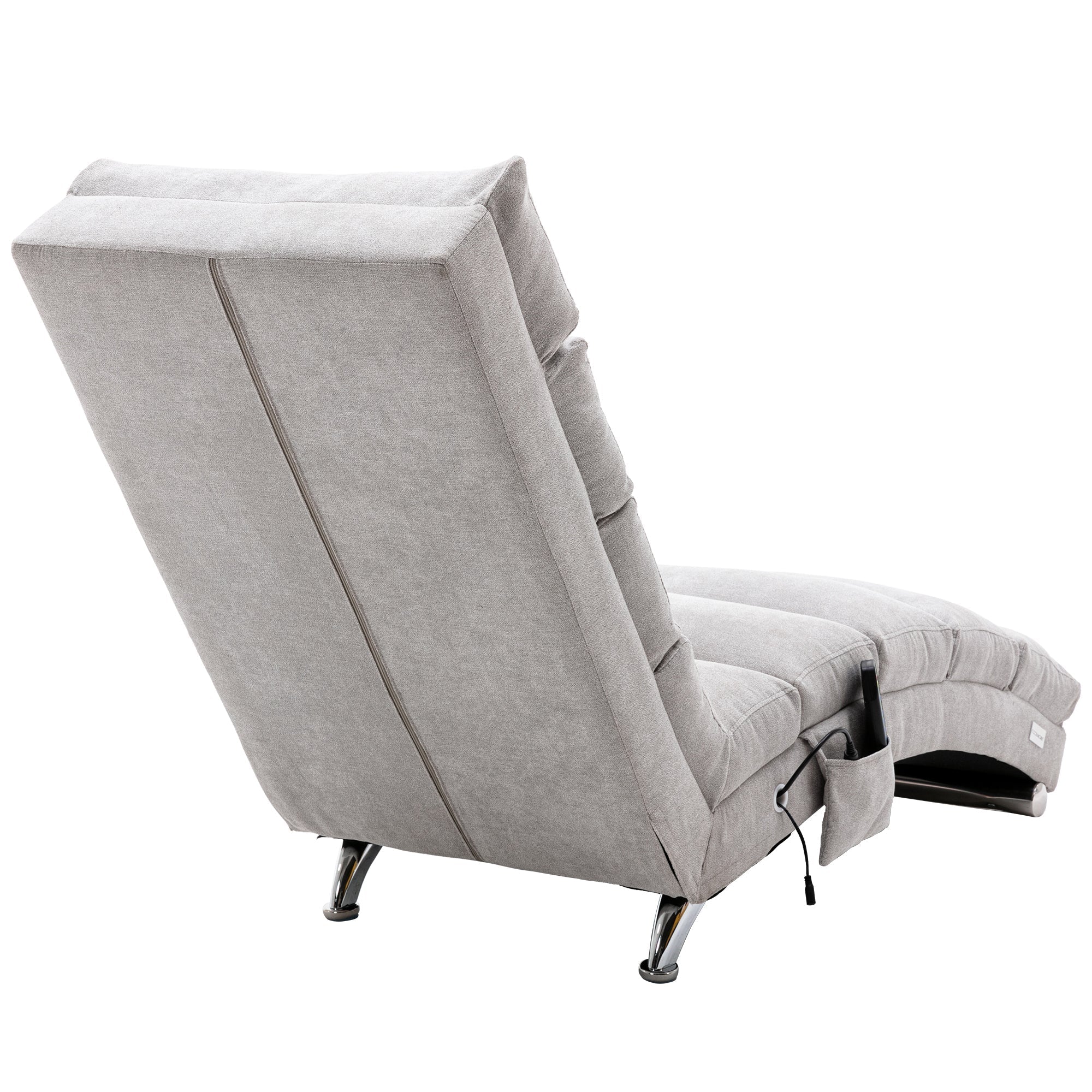 Linen Massage Chaise Lounger with Remote Control, Ergonomic Lounger with 5 Modes (W39539625) - Direct Wicker