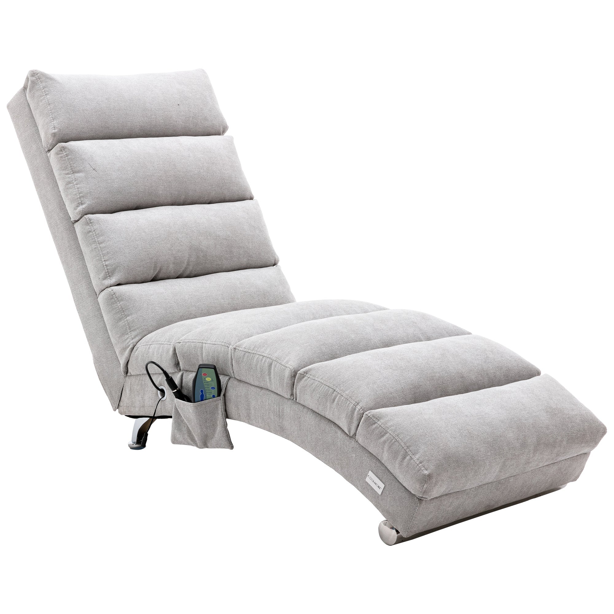 Linen Massage Chaise Lounger with Remote Control, Ergonomic Lounger with 5 Modes (W39539625) - Direct Wicker