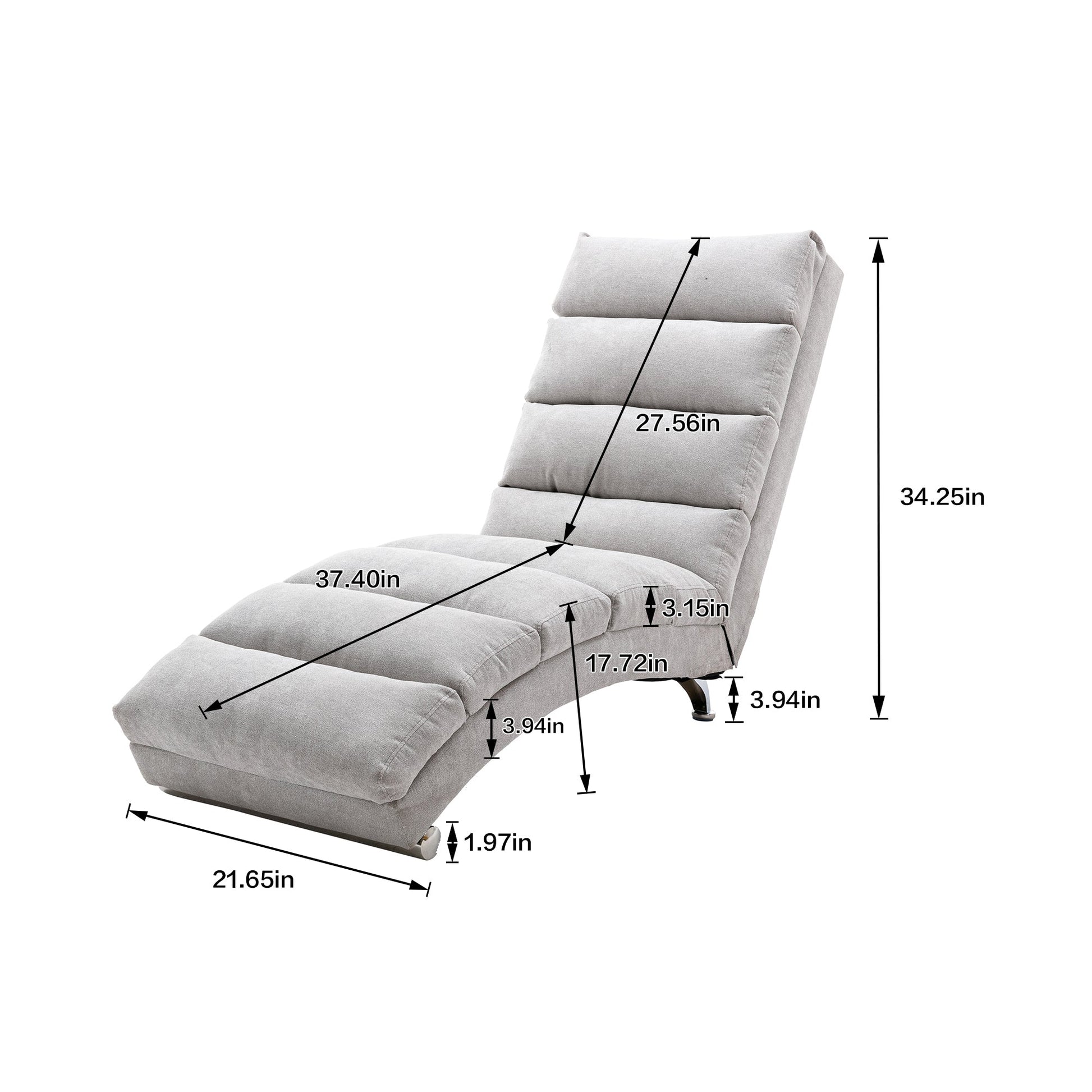 Linen Massage Chaise Lounger with Remote Control, Ergonomic Lounger with 5 Modes (W39539625) - Direct Wicker