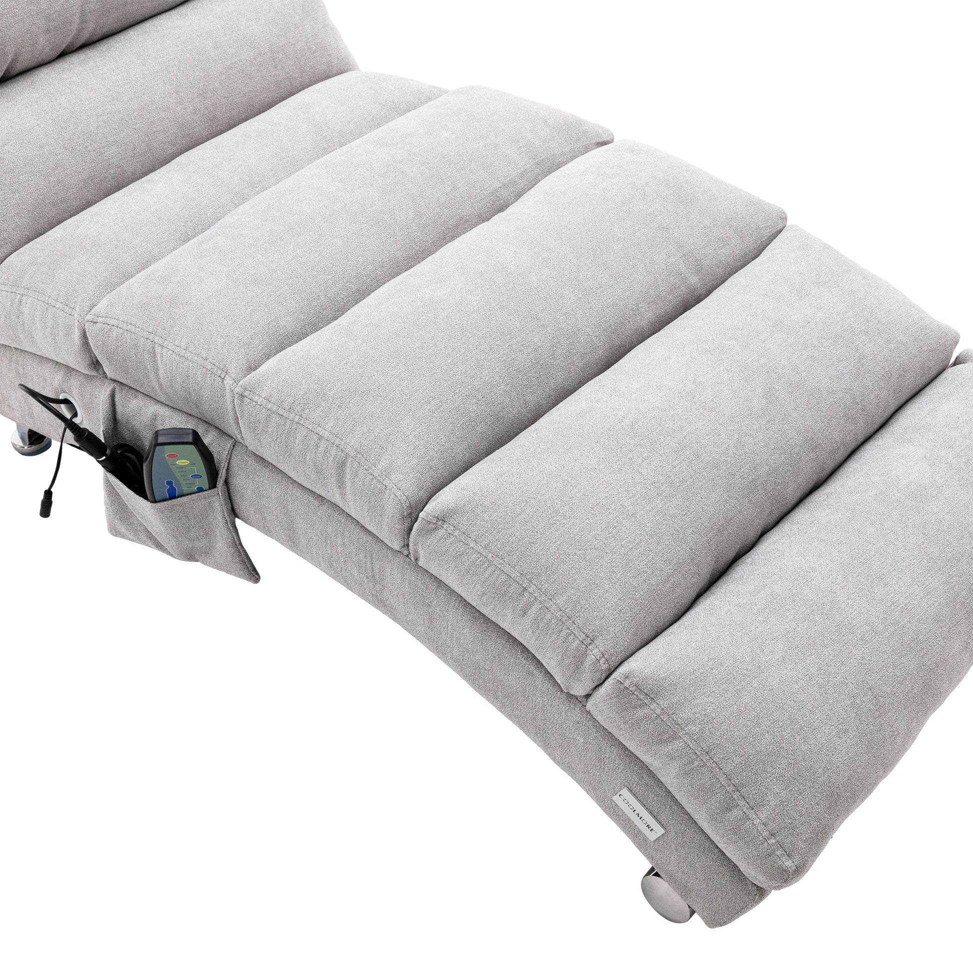 Linen Massage Chaise Lounger with Remote Control, Ergonomic Lounger with 5 Modes (W39539625) - Direct Wicker