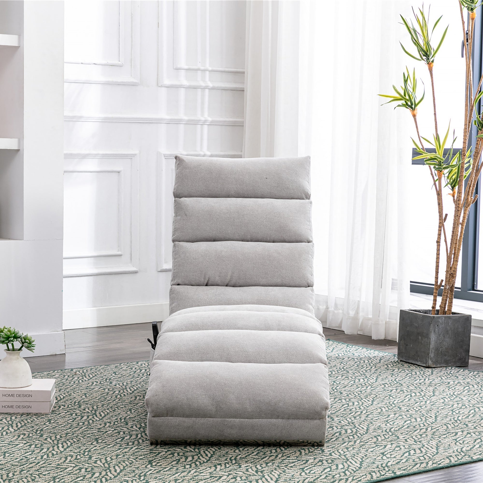 Linen Massage Chaise Lounger with Remote Control, Ergonomic Lounger with 5 Modes (W39539625) - Direct Wicker