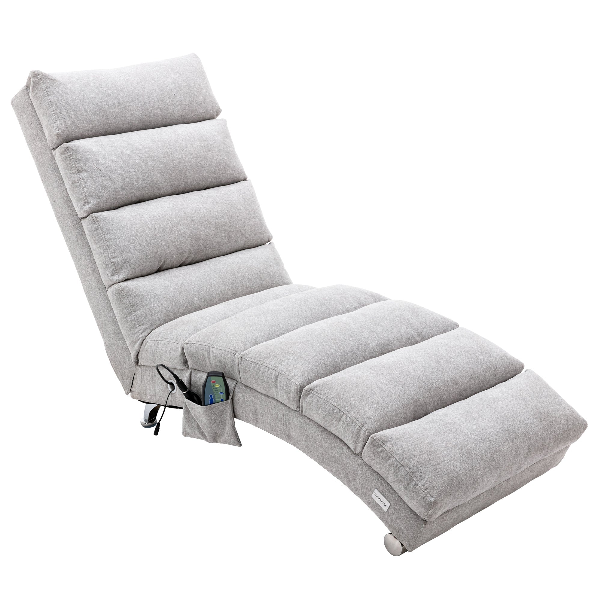 Linen Massage Chaise Lounger with Remote Control, Ergonomic Lounger with 5 Modes (W39539625) - Direct Wicker