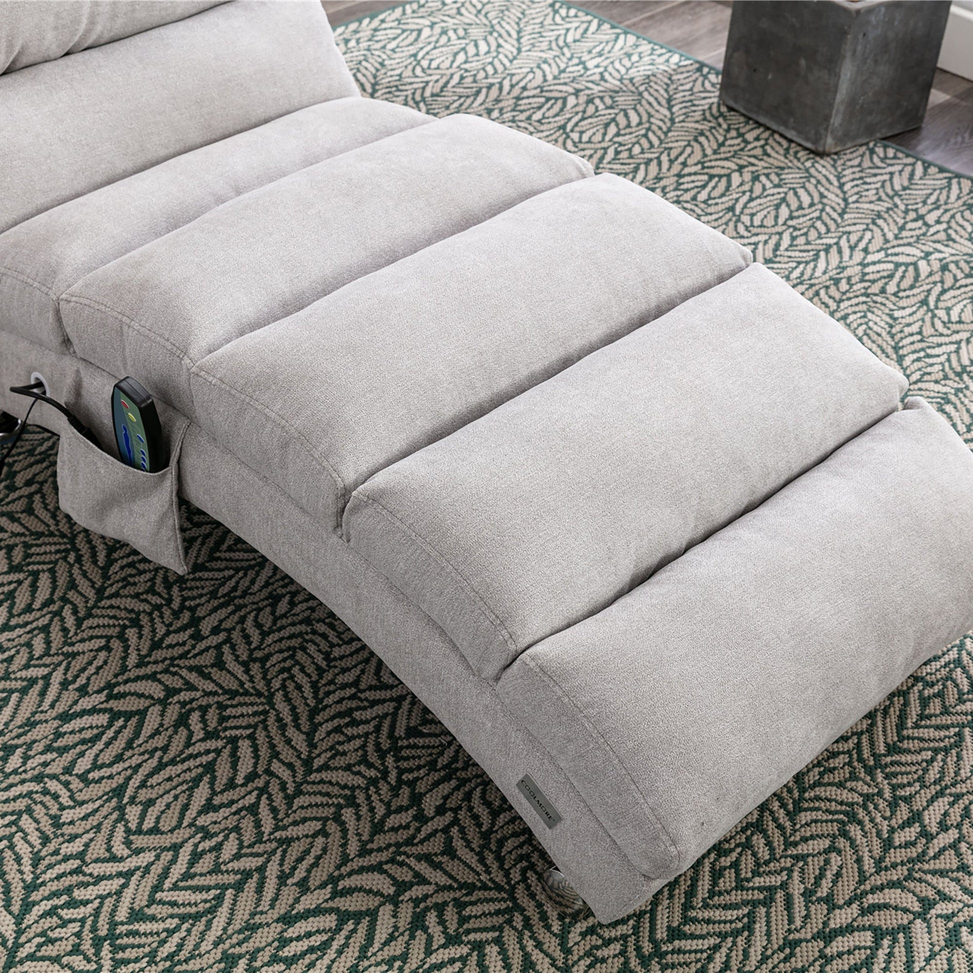 Linen Massage Chaise Lounger with Remote Control, Ergonomic Lounger with 5 Modes (W39539625) - Direct Wicker