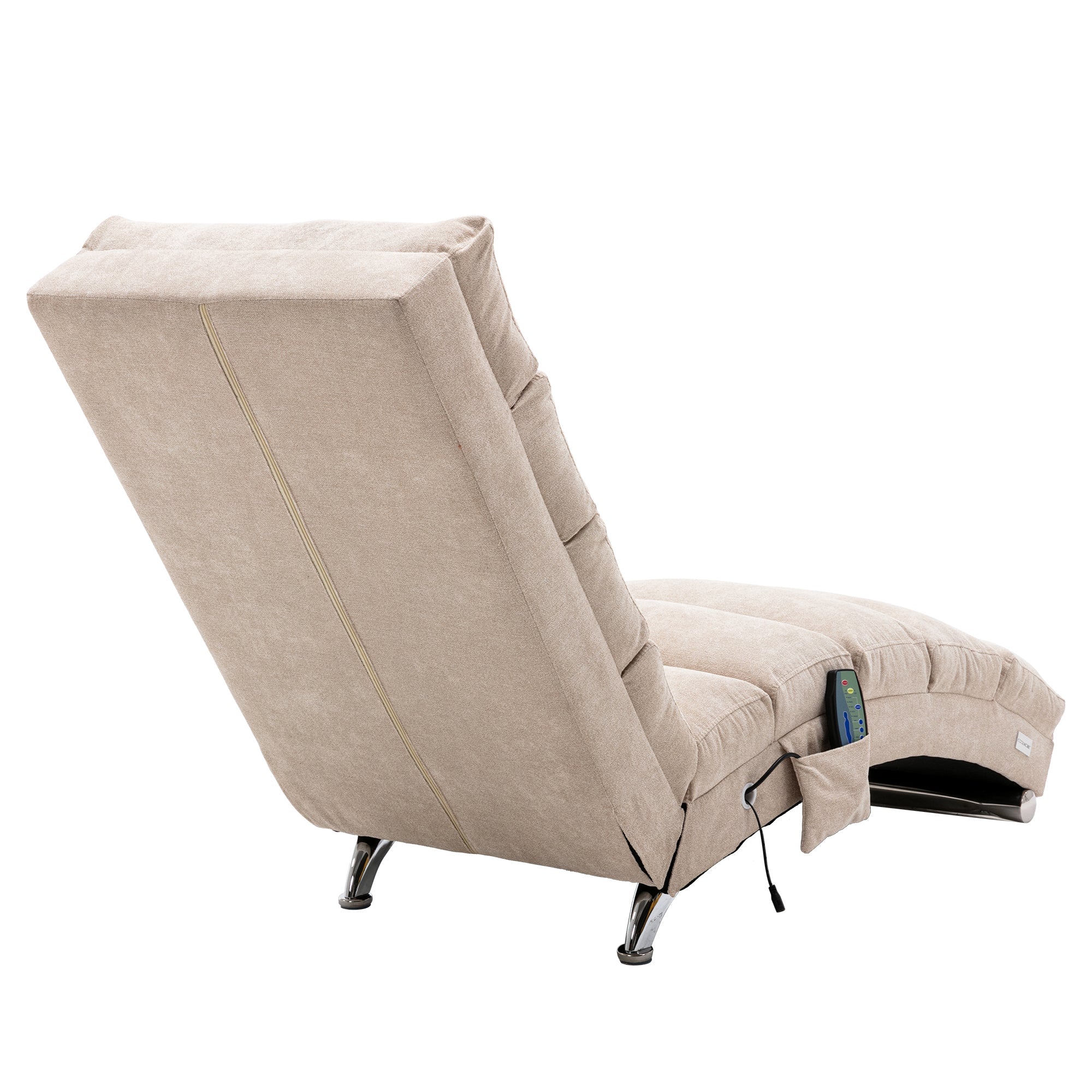 Linen Massage Chaise Lounger with Remote Control, Ergonomic Massage Lounger (W39539619) - Direct Wicker