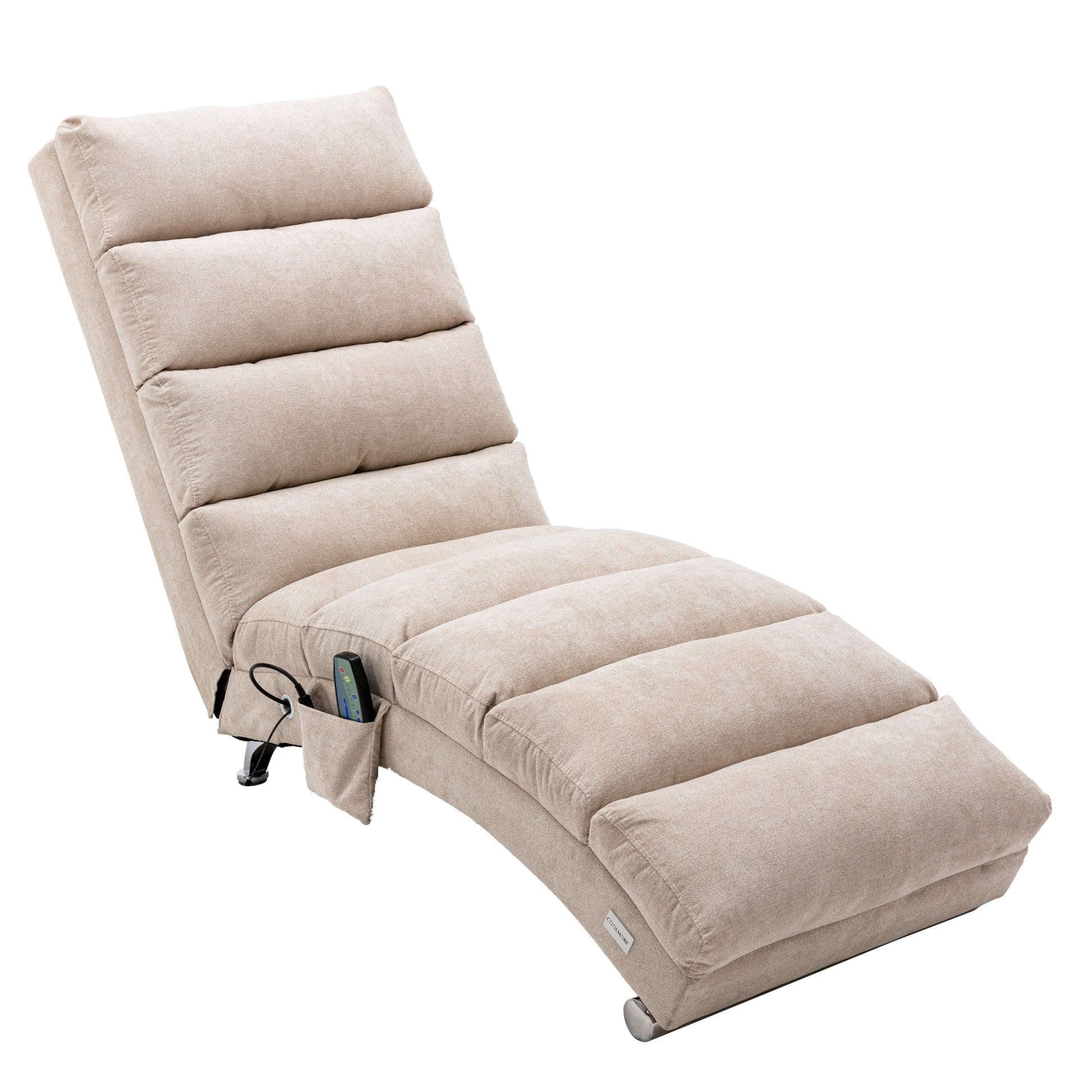 Linen Massage Chaise Lounger with Remote Control, Ergonomic Massage Lounger (W39539619) - Direct Wicker