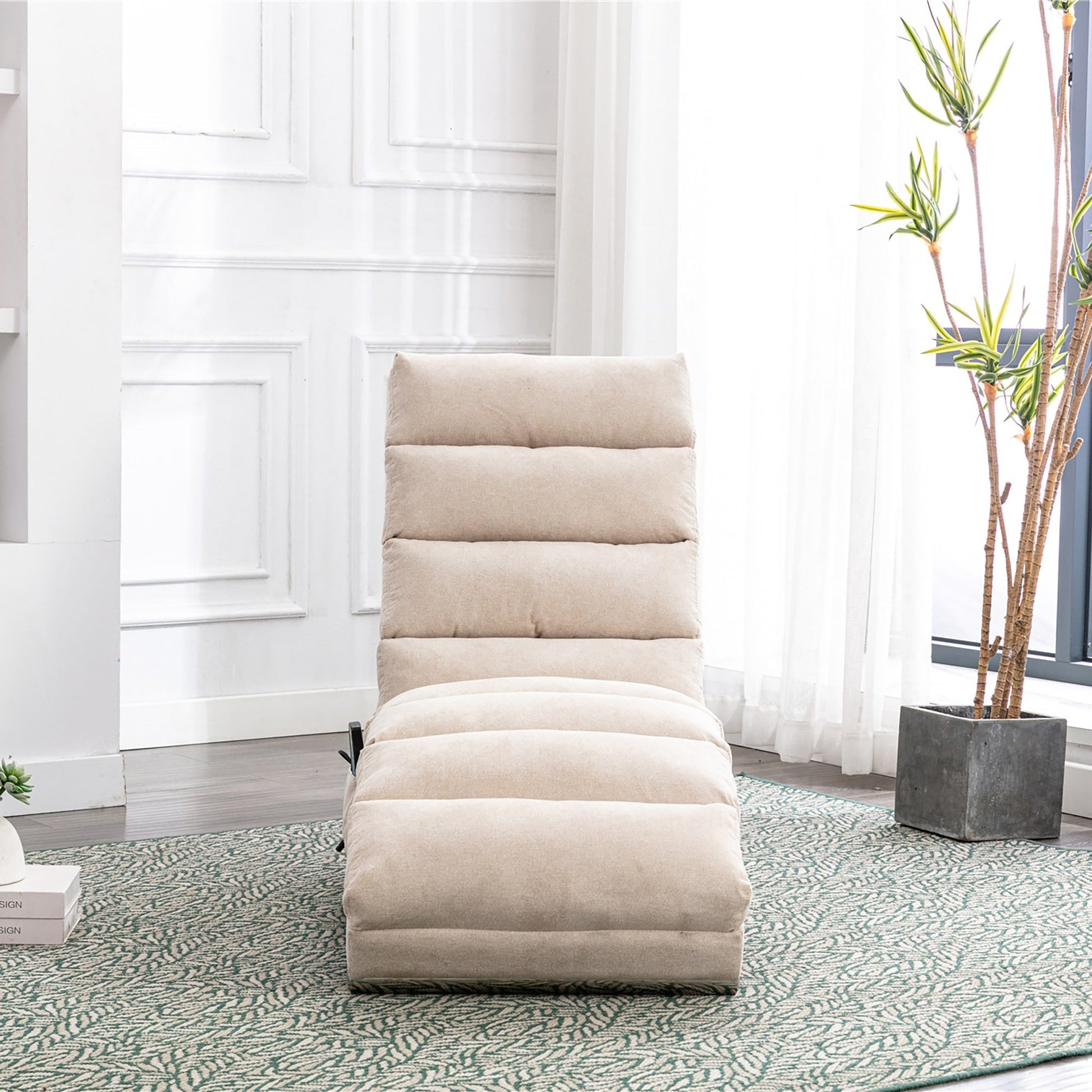 Linen Massage Chaise Lounger with Remote Control, Ergonomic Massage Lounger (W39539619) - Direct Wicker