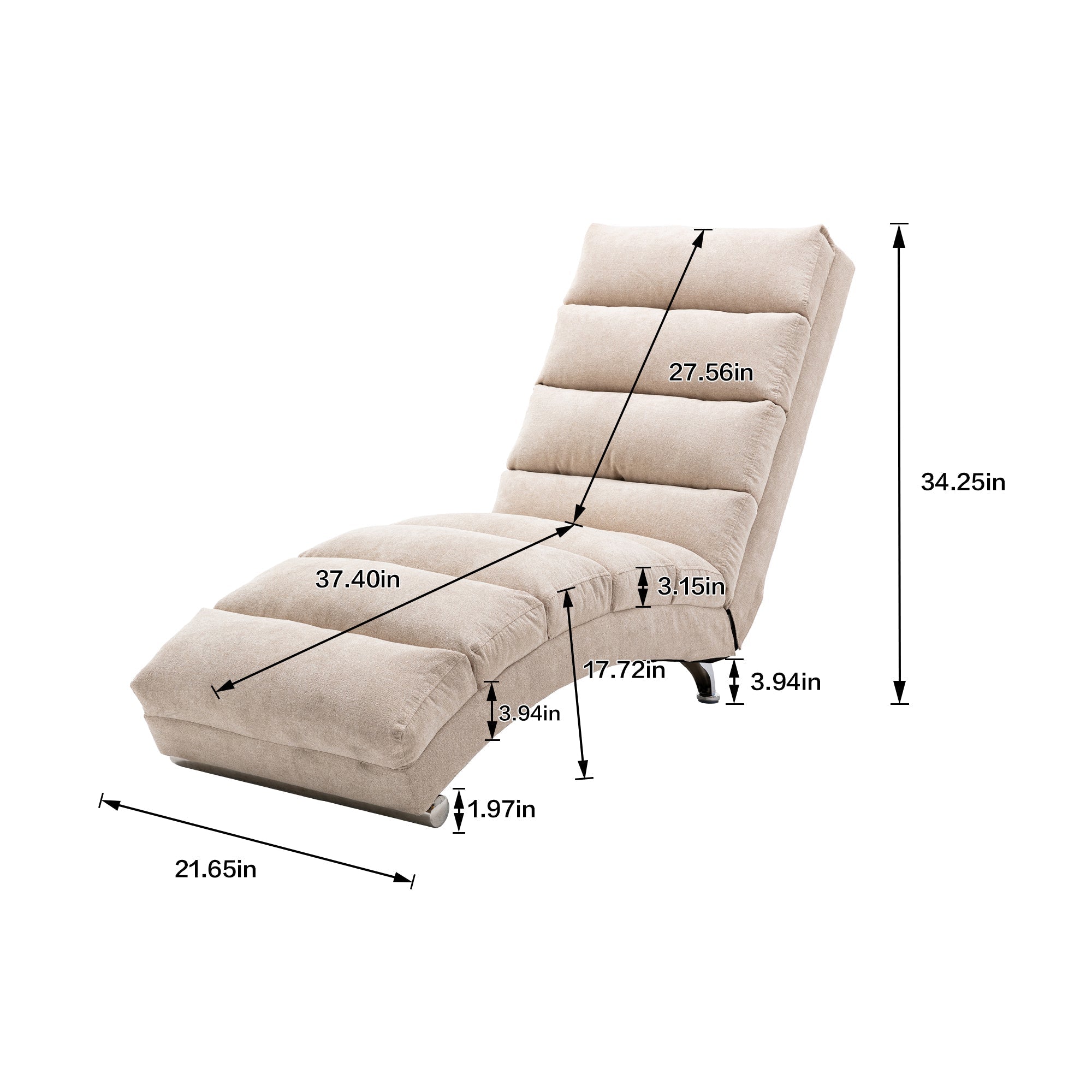 Linen Massage Chaise Lounger with Remote Control, Ergonomic Massage Lounger (W39539619) - Direct Wicker