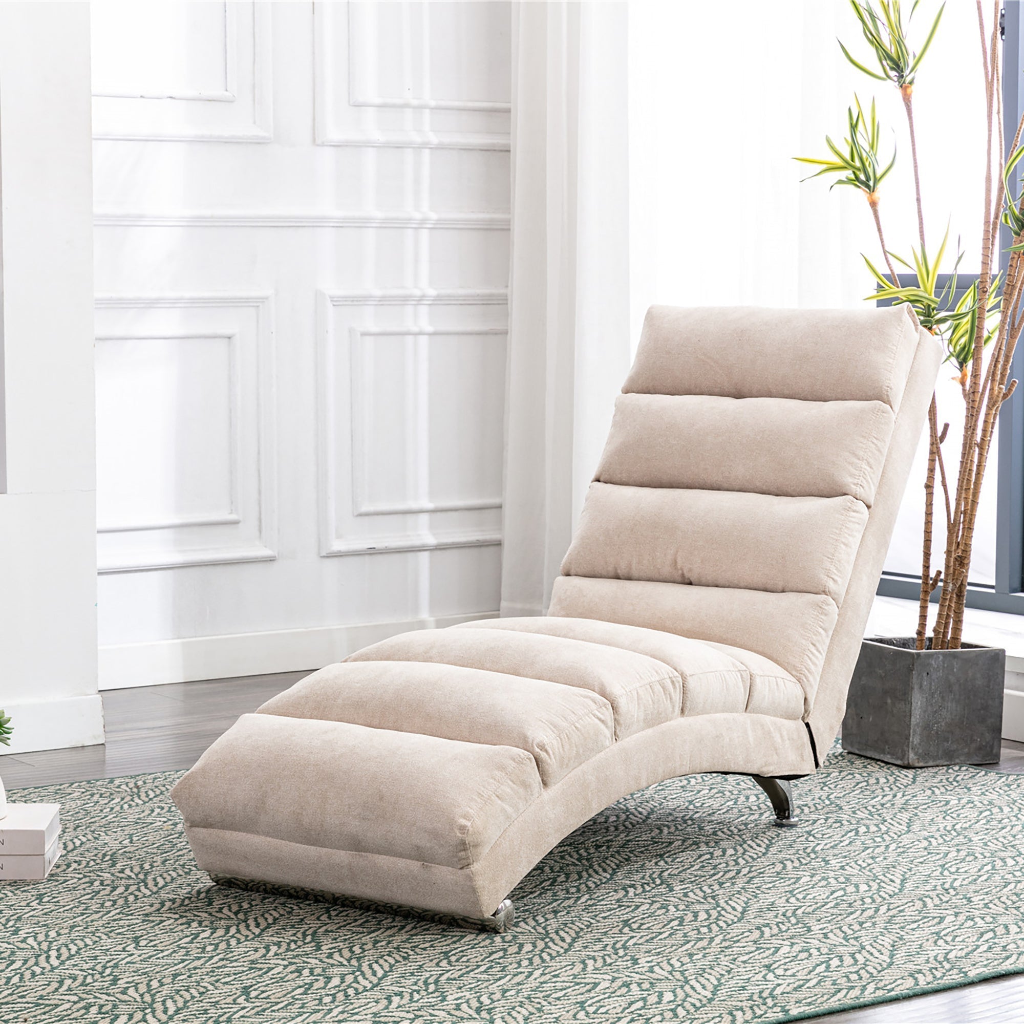 Linen Massage Chaise Lounger with Remote Control, Ergonomic Massage Lounger (W39539619) - Direct Wicker