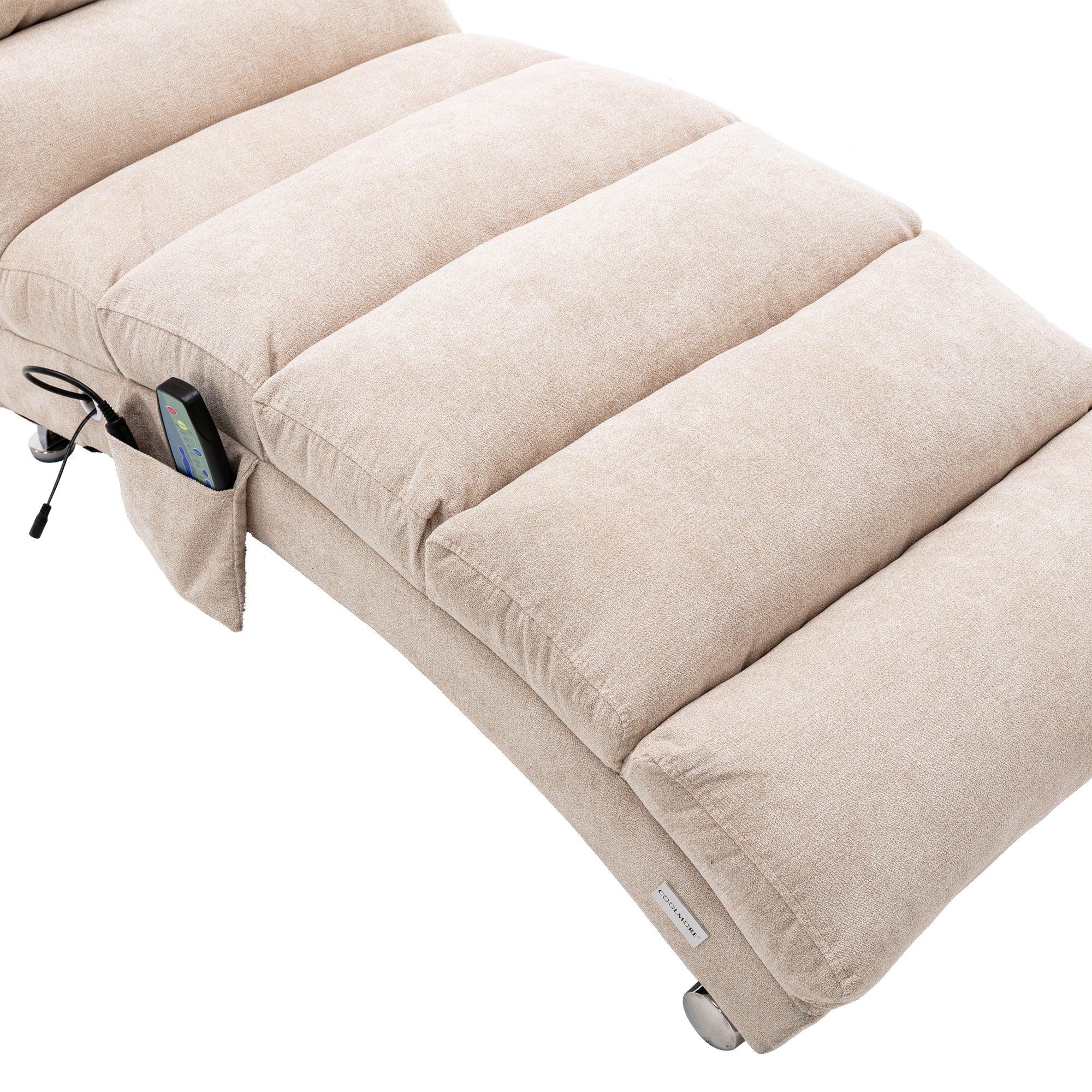 Linen Massage Chaise Lounger with Remote Control, Ergonomic Massage Lounger (W39539619) - Direct Wicker