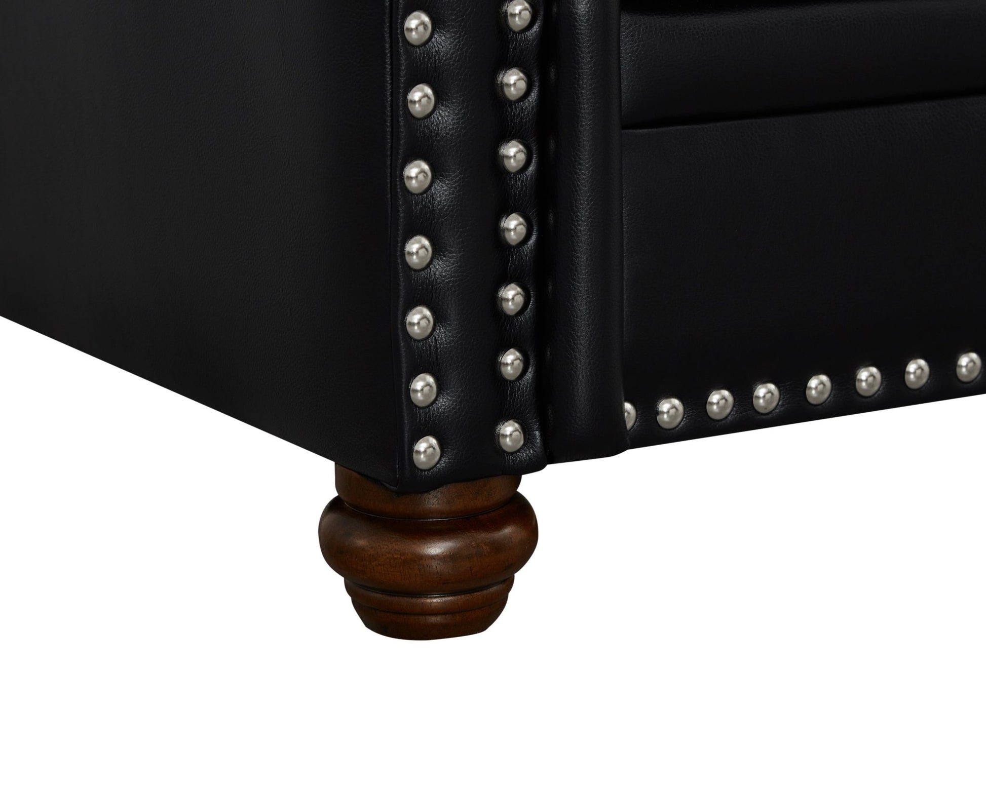 Living Room Sofa Loveseat Black Faux Leather (W1097S00084) - Direct Wicker