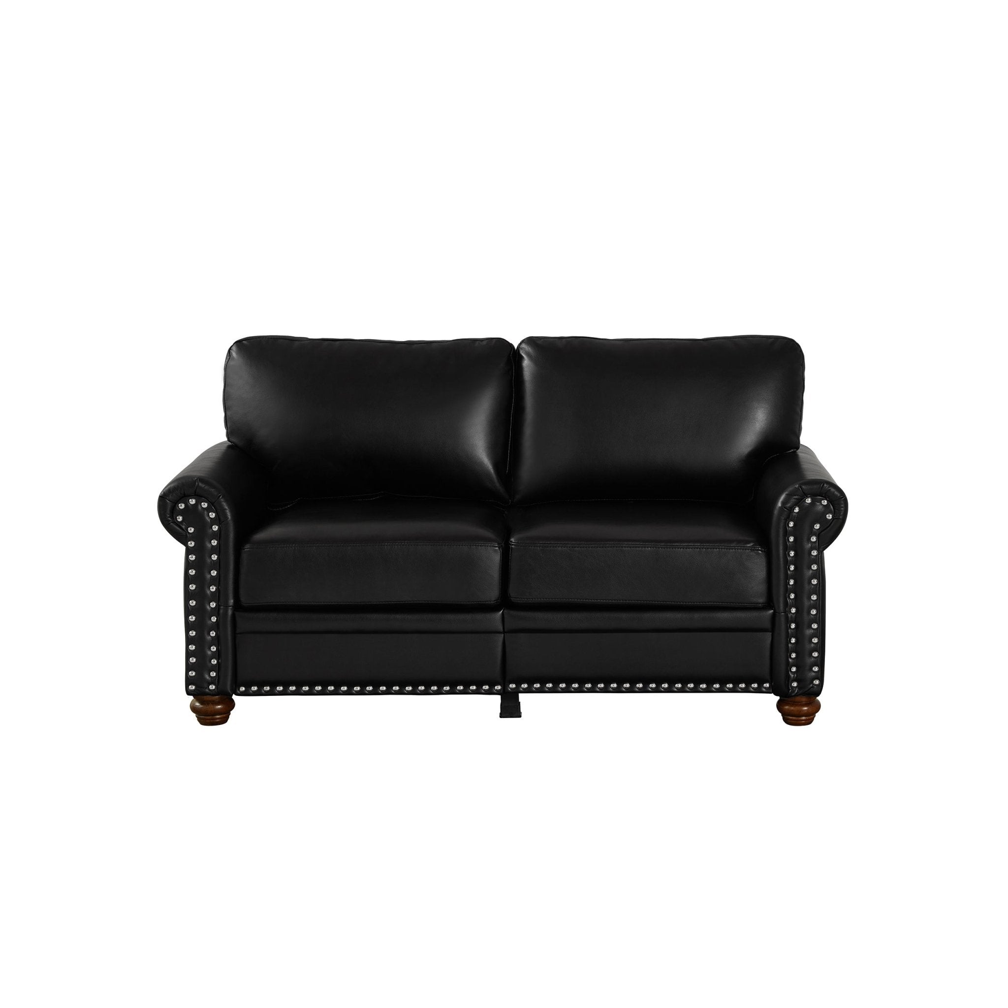 Living Room Sofa Loveseat Black Faux Leather (W1097S00084) - Direct Wicker