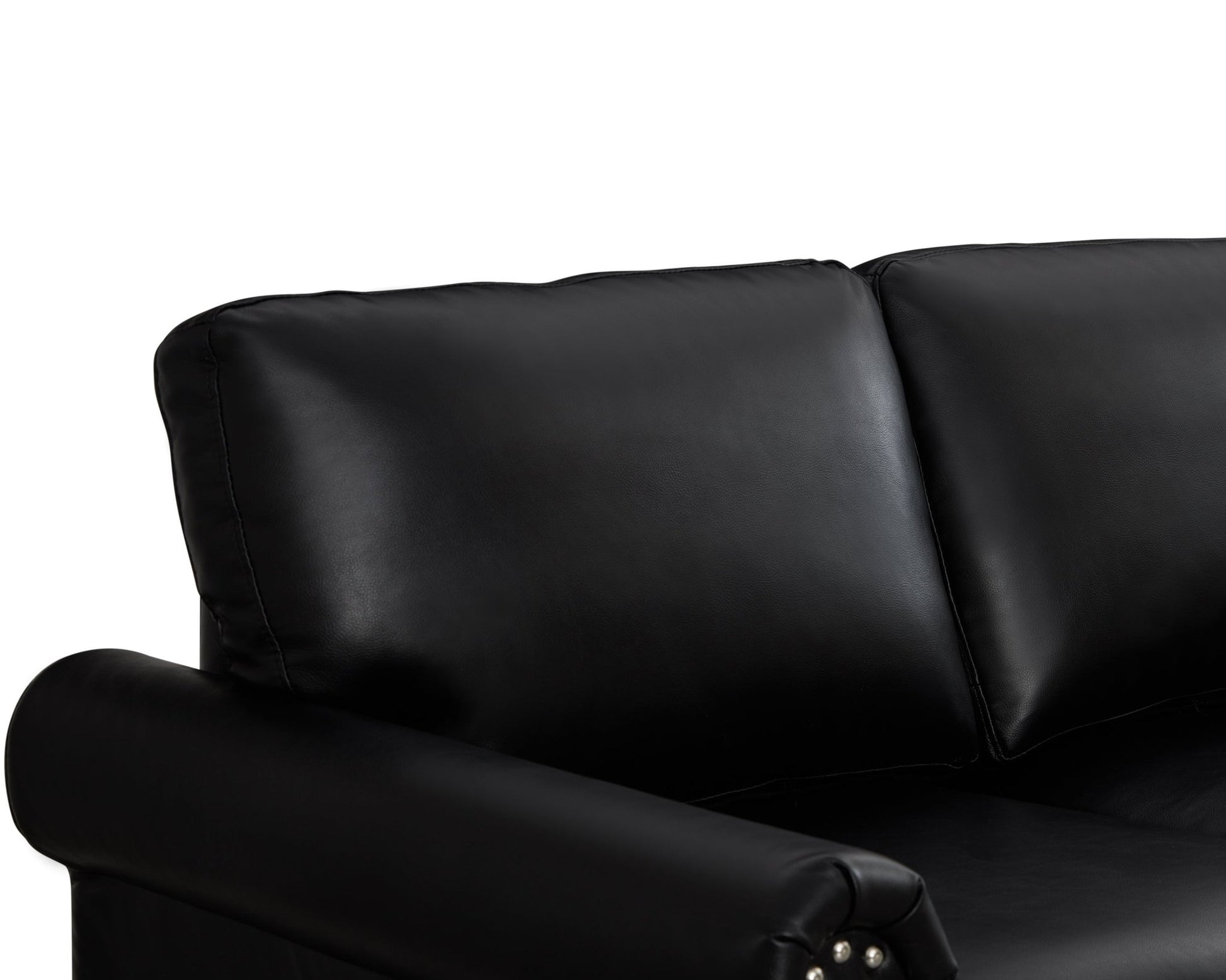 Living Room Sofa Loveseat Black Faux Leather (W1097S00084) - Direct Wicker