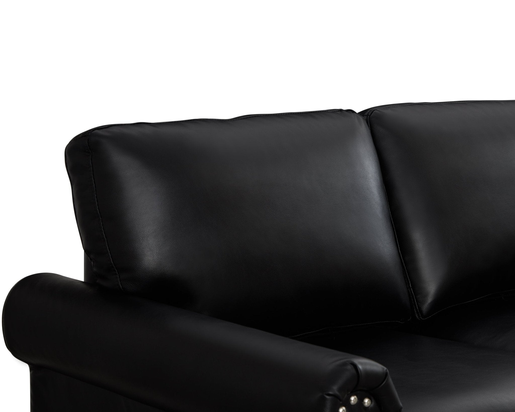 Living Room Sofa Loveseat Black Faux Leather (W1097S00084) - Direct Wicker