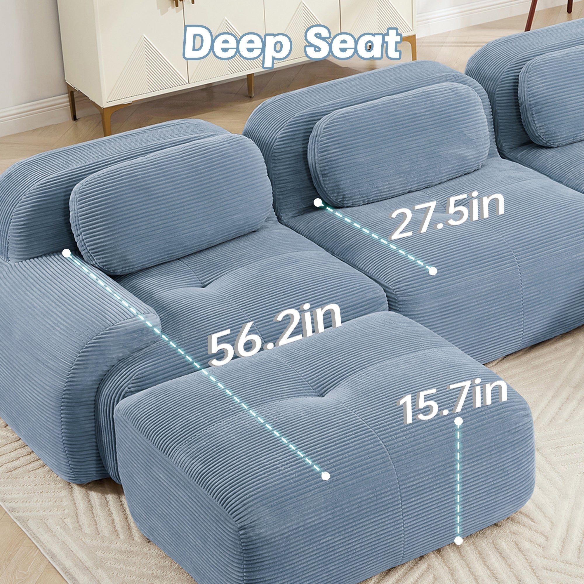 Loveseat Sofa In Luxury Corduroy Fabric Modular Design, Freely Combine and Separate (W714P323639) - Direct Wicker