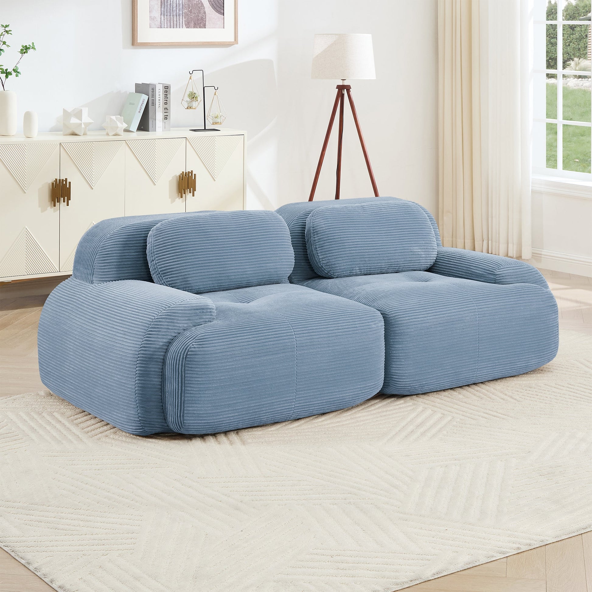 Loveseat Sofa In Luxury Corduroy Fabric Modular Design, Freely Combine and Separate (W714P323639) - Direct Wicker