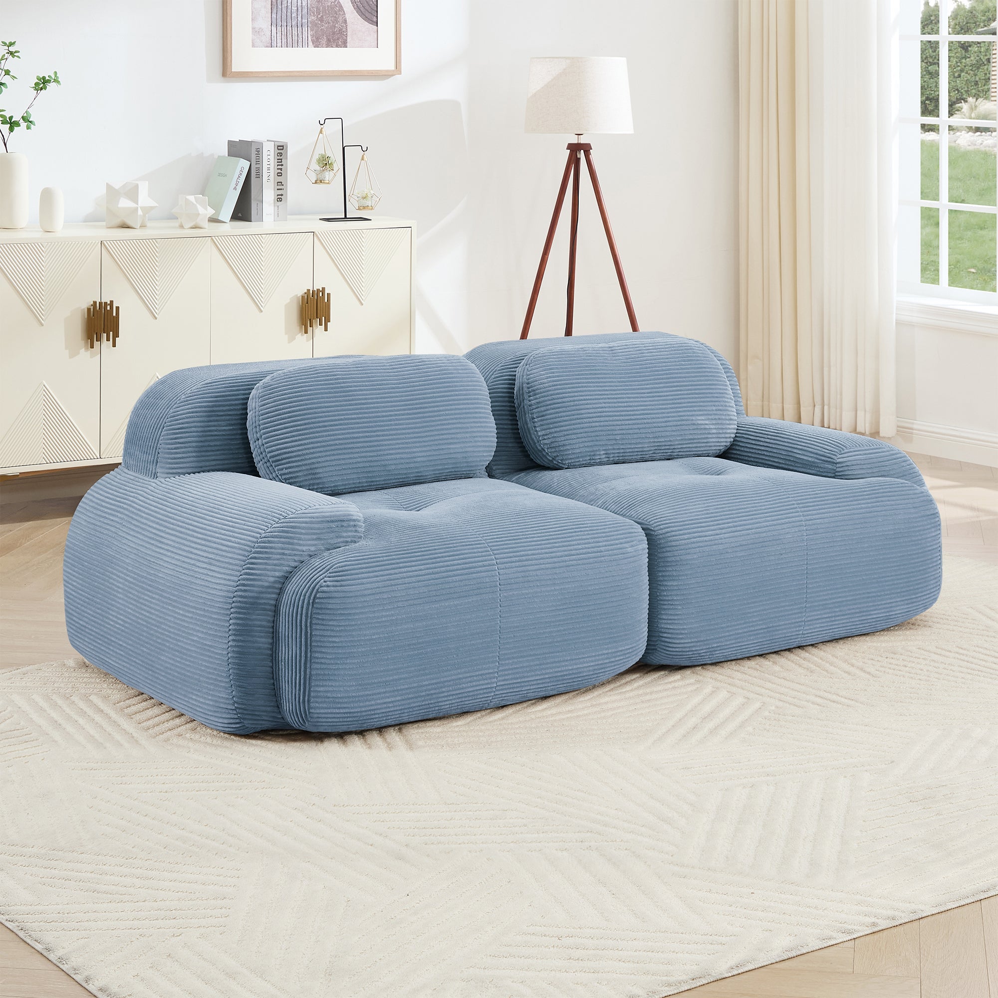 Loveseat Sofa In Luxury Corduroy Fabric Modular Design, Freely Combine and Separate (W714P323639) - Direct Wicker