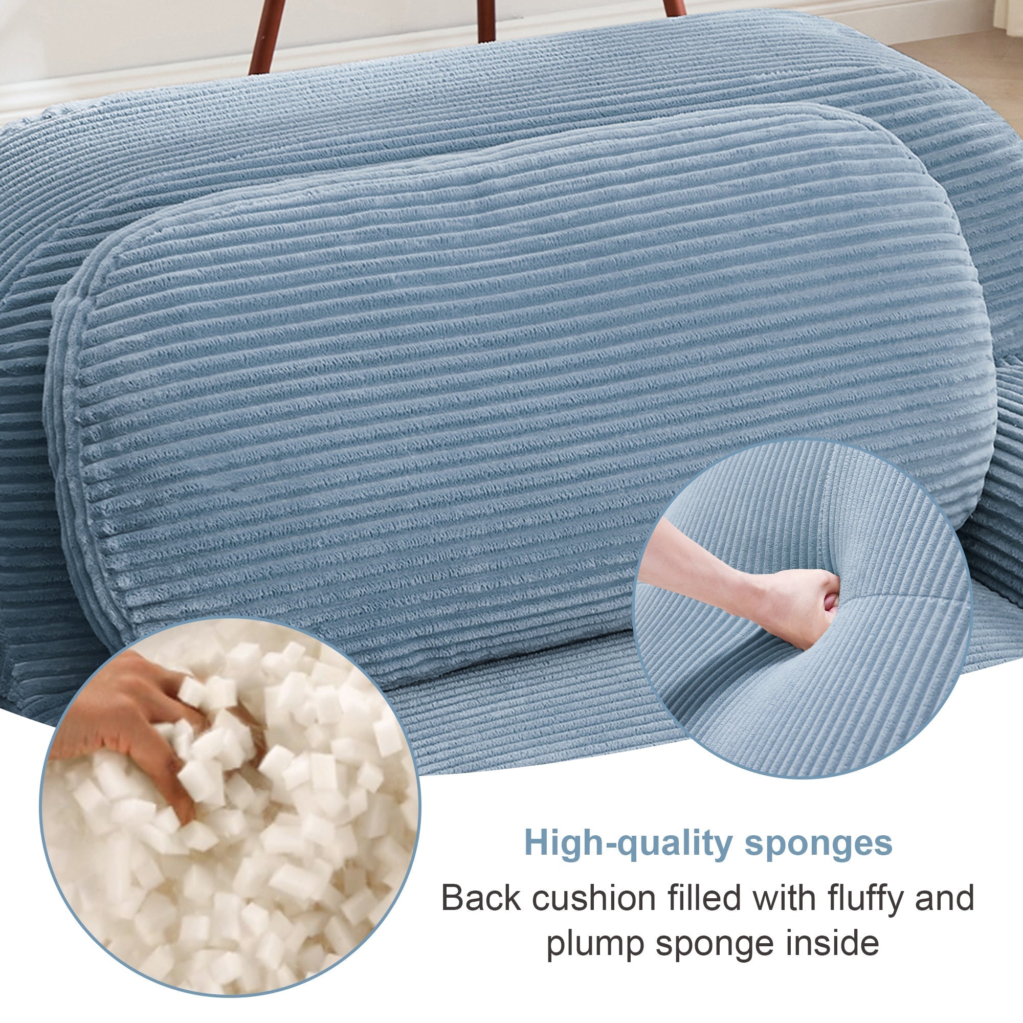 Loveseat Sofa In Luxury Corduroy Fabric Modular Design, Freely Combine and Separate (W714P323639) - Direct Wicker