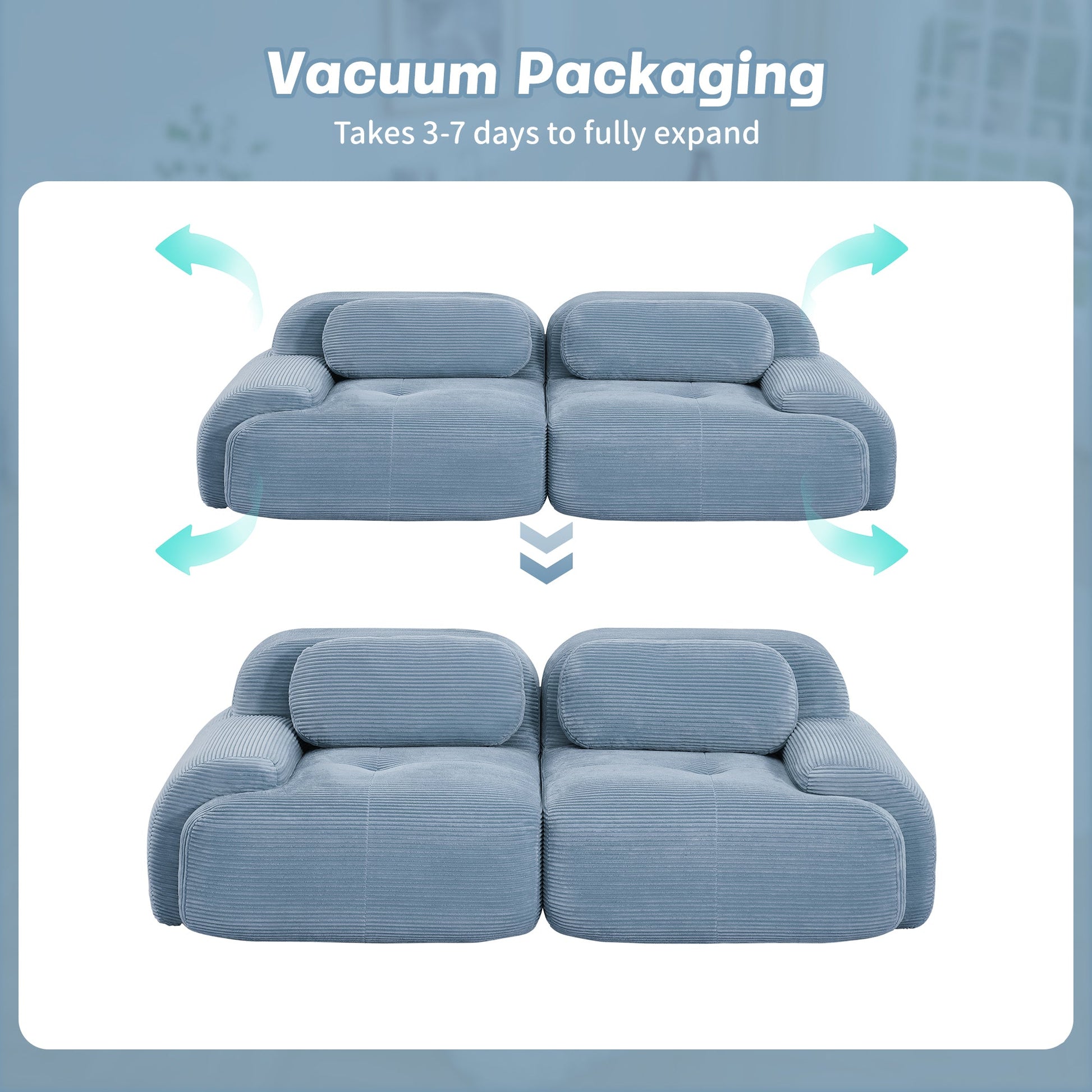 Loveseat Sofa In Luxury Corduroy Fabric Modular Design, Freely Combine and Separate (W714P323639) - Direct Wicker