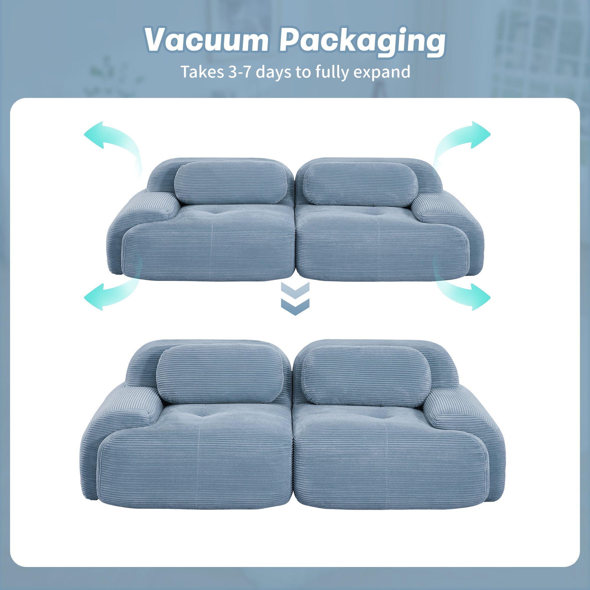 Loveseat Sofa In Luxury Corduroy Fabric Modular Design, Freely Combine and Separate (W714P323639) - Direct Wicker