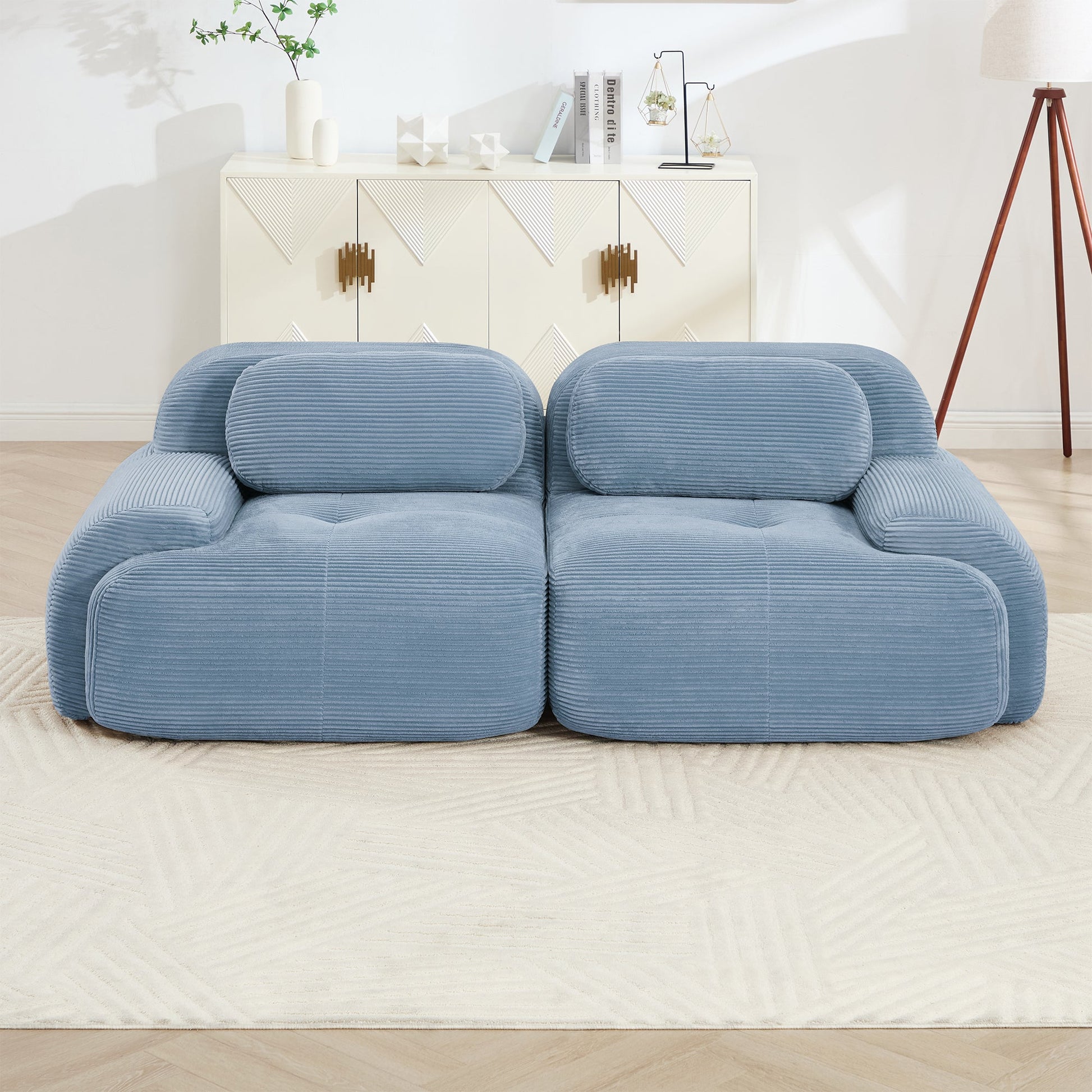 Loveseat Sofa In Luxury Corduroy Fabric Modular Design, Freely Combine and Separate (W714P323639) - Direct Wicker