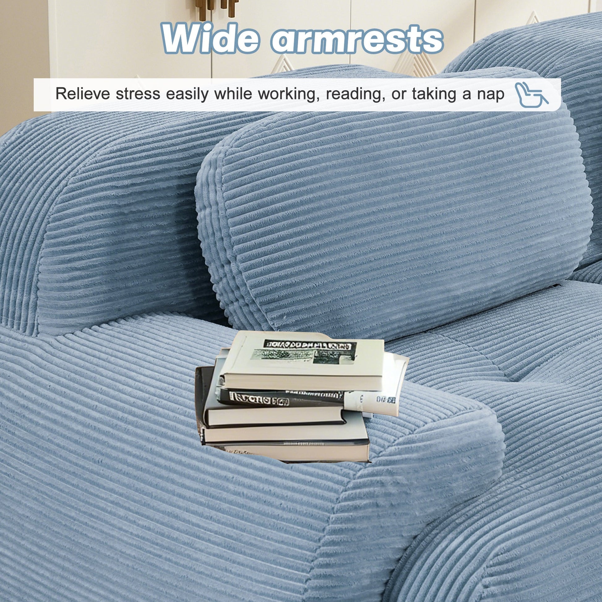 Loveseat Sofa In Luxury Corduroy Fabric Modular Design, Freely Combine and Separate (W714P323639) - Direct Wicker