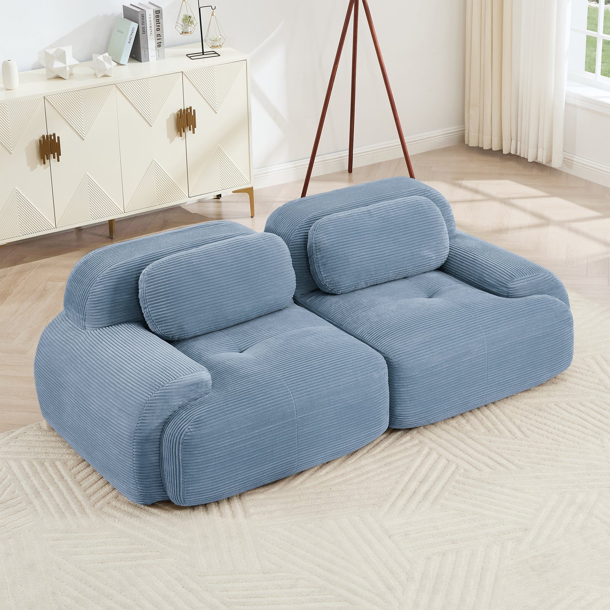 Loveseat Sofa In Luxury Corduroy Fabric Modular Design, Freely Combine and Separate (W714P323639) - Direct Wicker