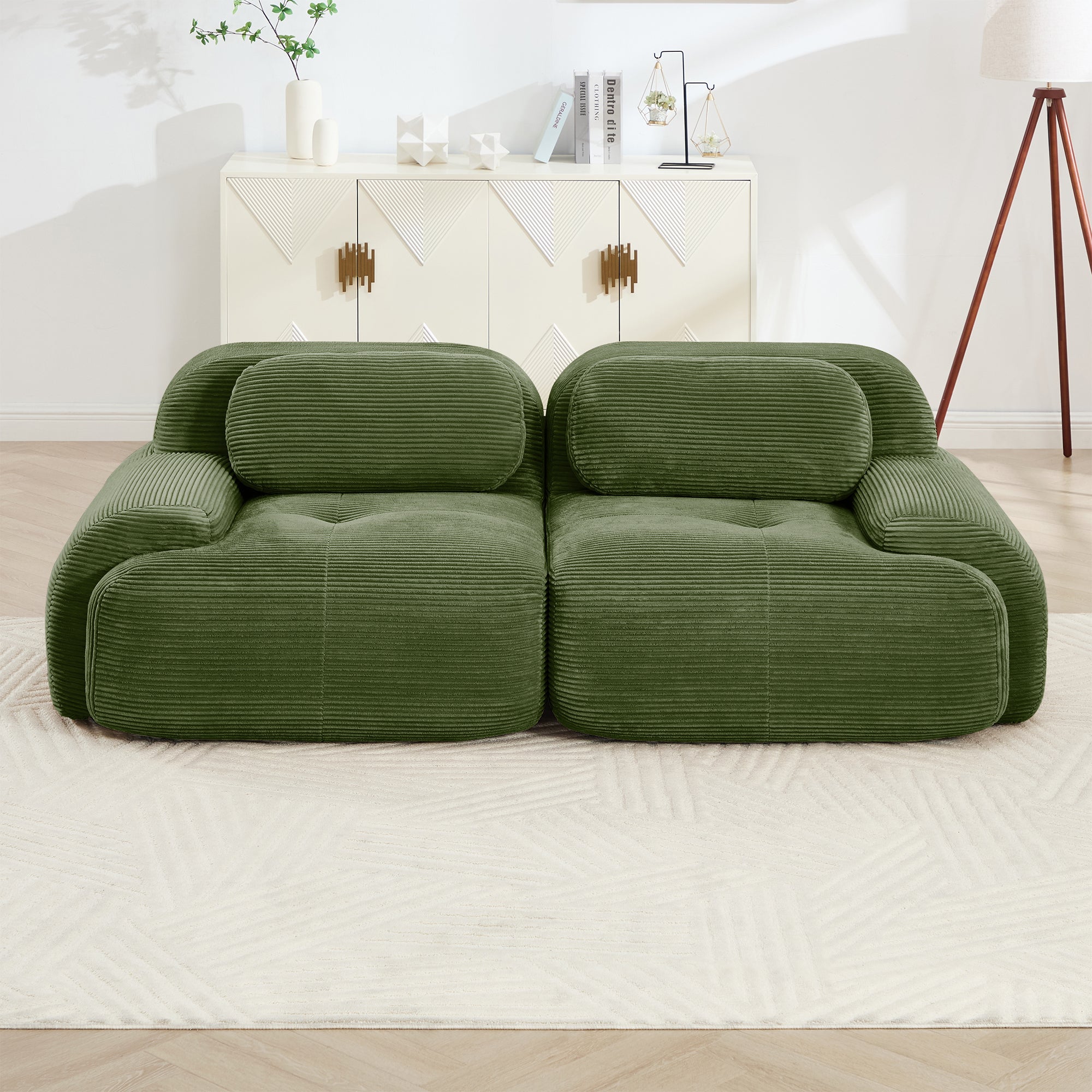 Loveseat Sofa In Luxury Corduroy Fabric Modular For Free Combo Separation (W714P323642) - Direct Wicker