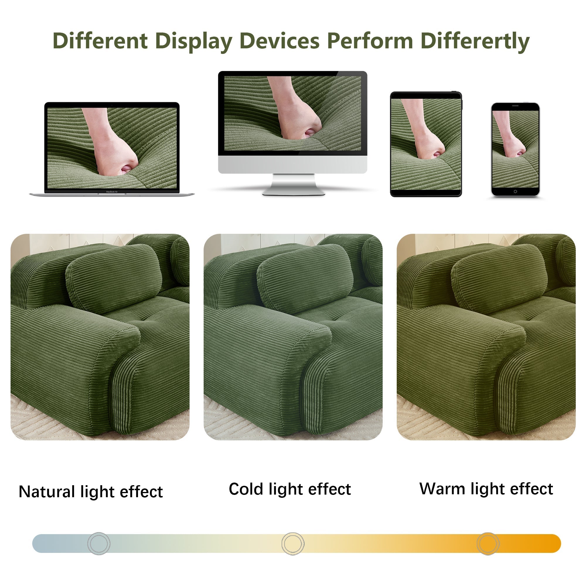Loveseat Sofa In Luxury Corduroy Fabric Modular For Free Combo Separation (W714P323642) - Direct Wicker