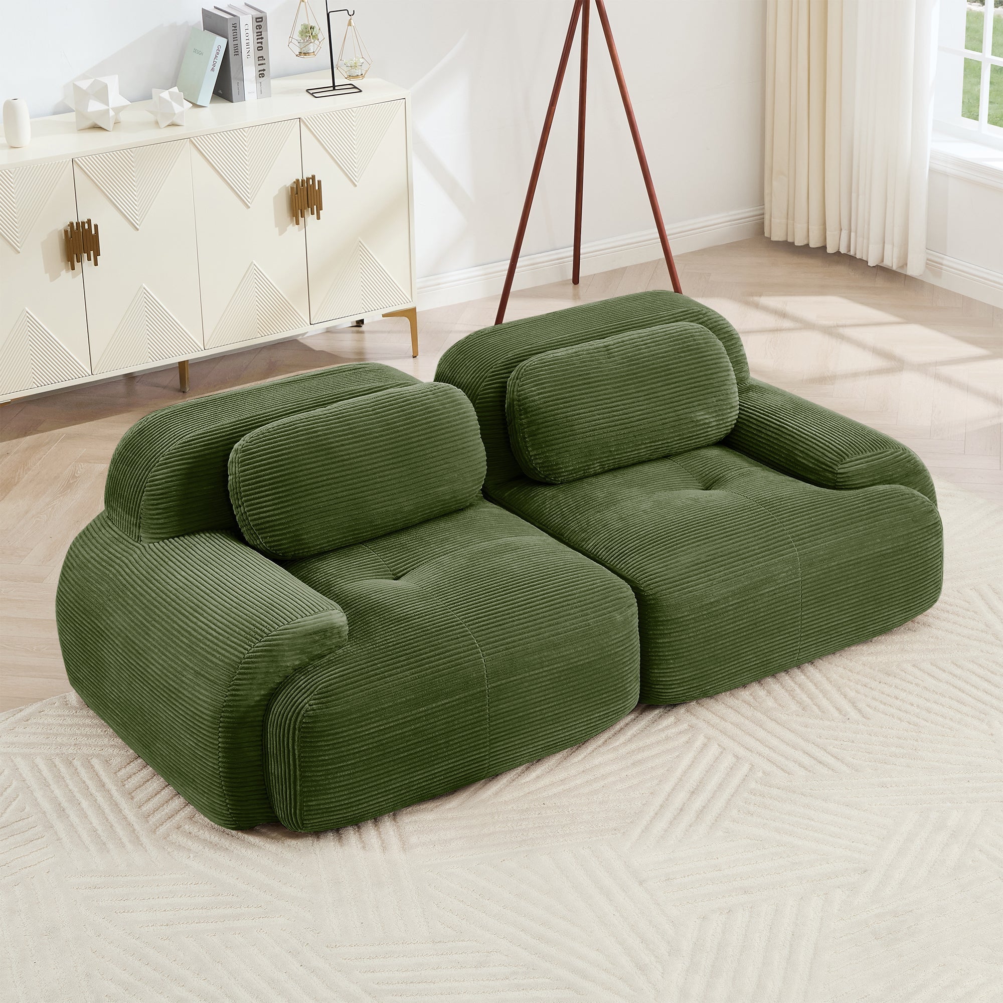 Loveseat Sofa In Luxury Corduroy Fabric Modular For Free Combo Separation (W714P323642) - Direct Wicker