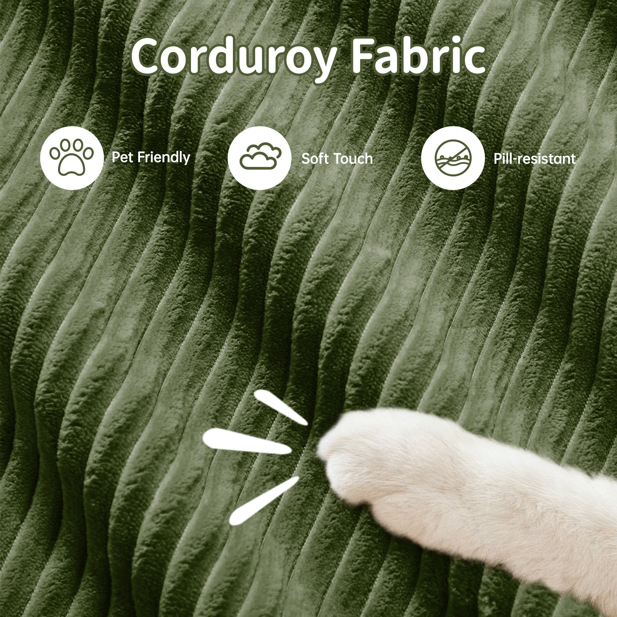 Loveseat Sofa In Luxury Corduroy Fabric Modular For Free Combo Separation (W714P323642) - Direct Wicker