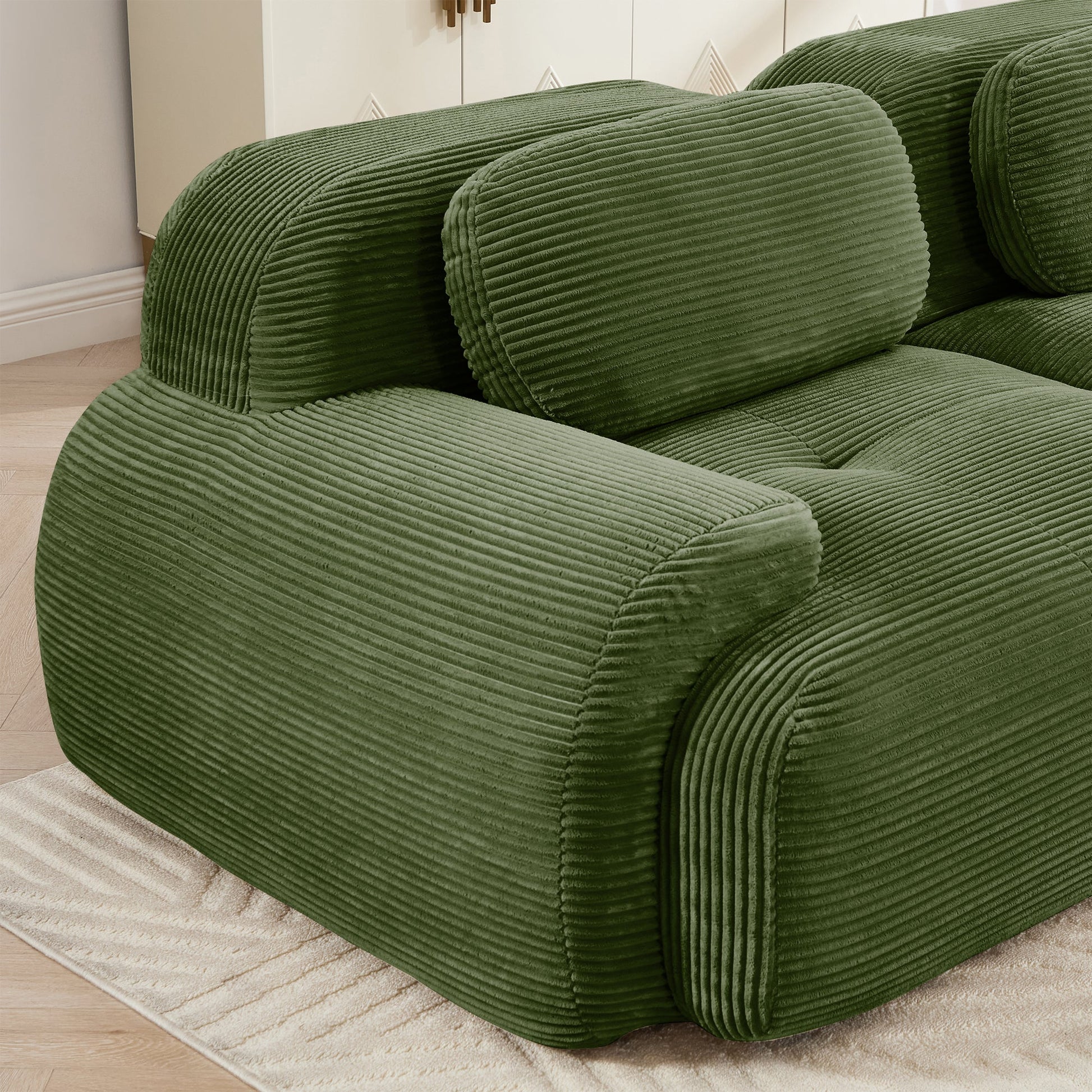 Loveseat Sofa In Luxury Corduroy Fabric Modular For Free Combo Separation (W714P323642) - Direct Wicker