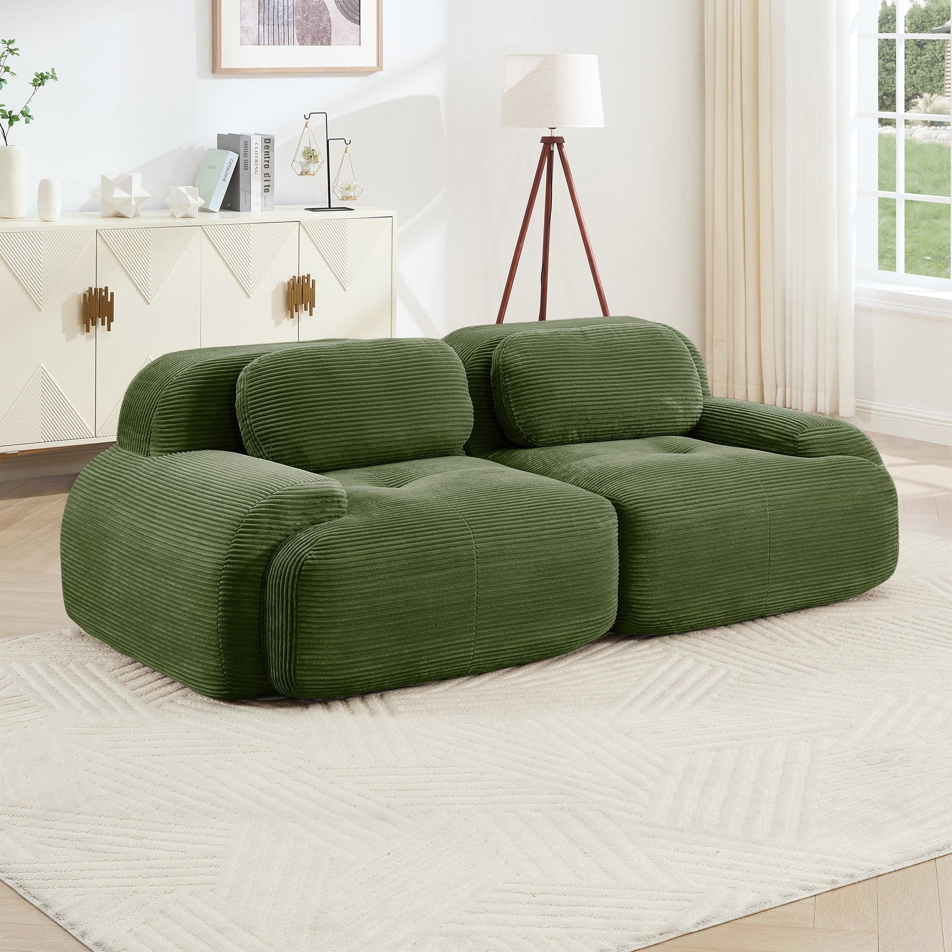 Loveseat Sofa In Luxury Corduroy Fabric Modular For Free Combo Separation (W714P323642) - Direct Wicker